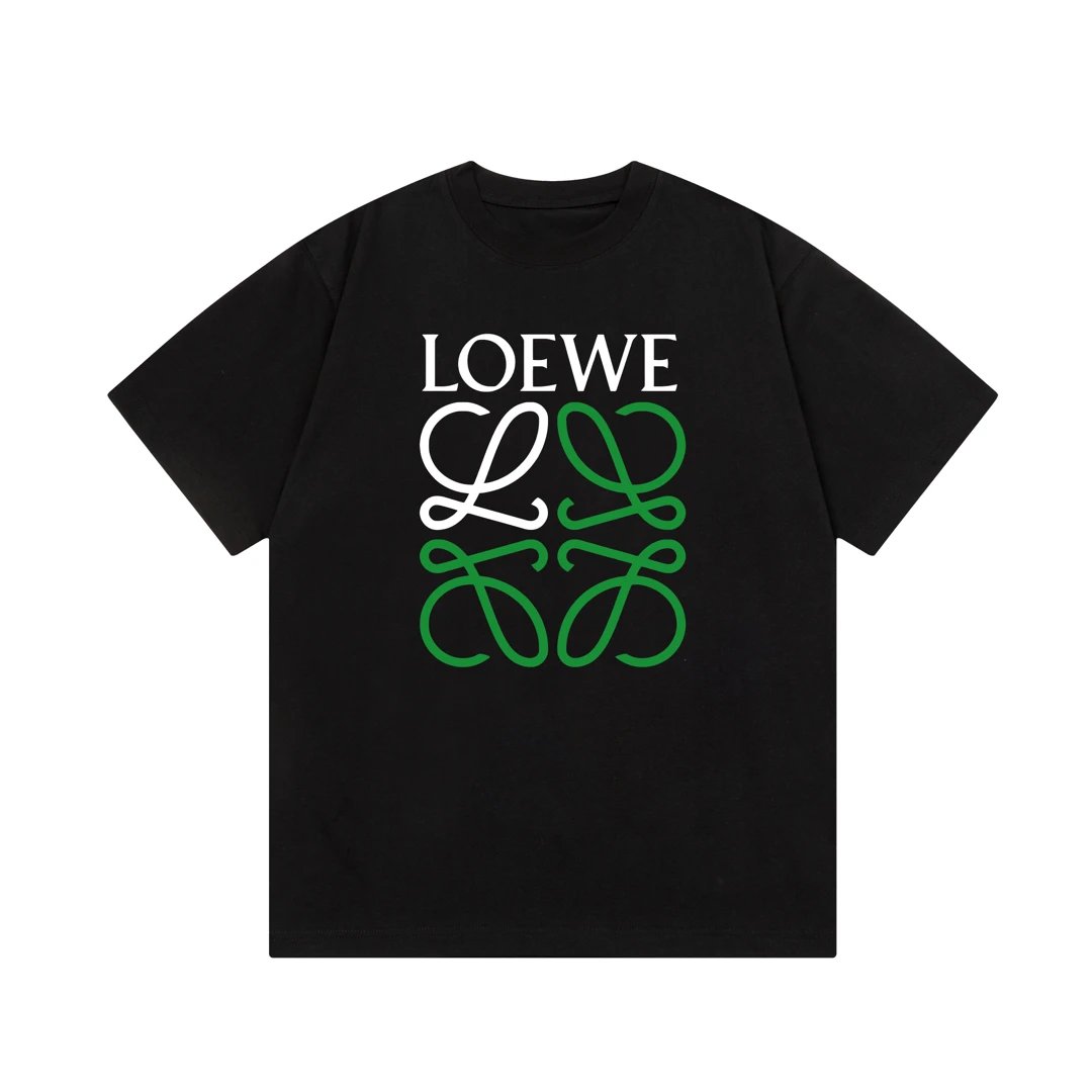LOEWE T-shirt Color-Block Letter Direct Print Logo round Neck Short Sleeve25ss New Pure Cotton Unisex Style T T-shirt OS Loose Fit Base Shirt Short Sleeve Top T-Shirt