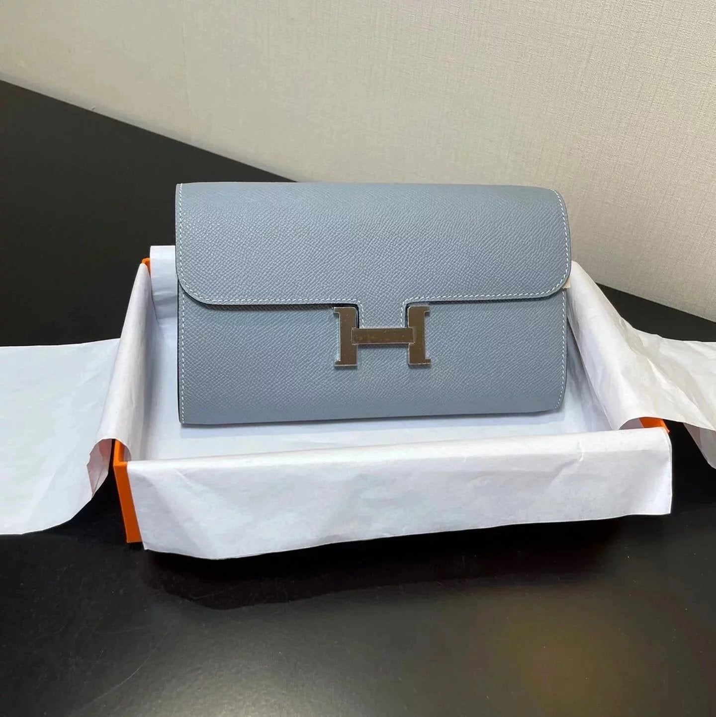 Hermes women's bag Top version New Kangkang Women's Bag epsom Leather Palm Print ConstanceToGoWoc Shoulder Crossbody Handbag Clutch Long Long Purse Wallet Dinner Bag