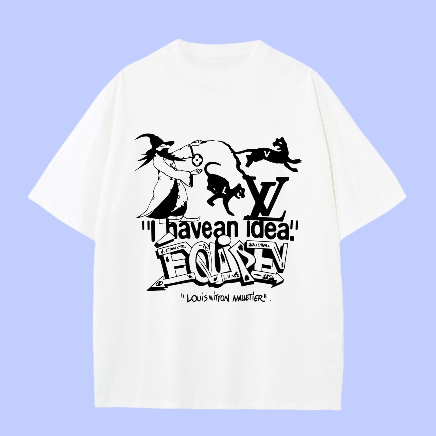 Louis Vuitton LV T-shirt Wizard Slogan Print on Chest logo round Neck Short Sleeve25ss New Pure Cotton Unisex Style T T-shirt OS Loose Fit Base Shirt Half Sleeve T-Shirt Top Half Sleeve