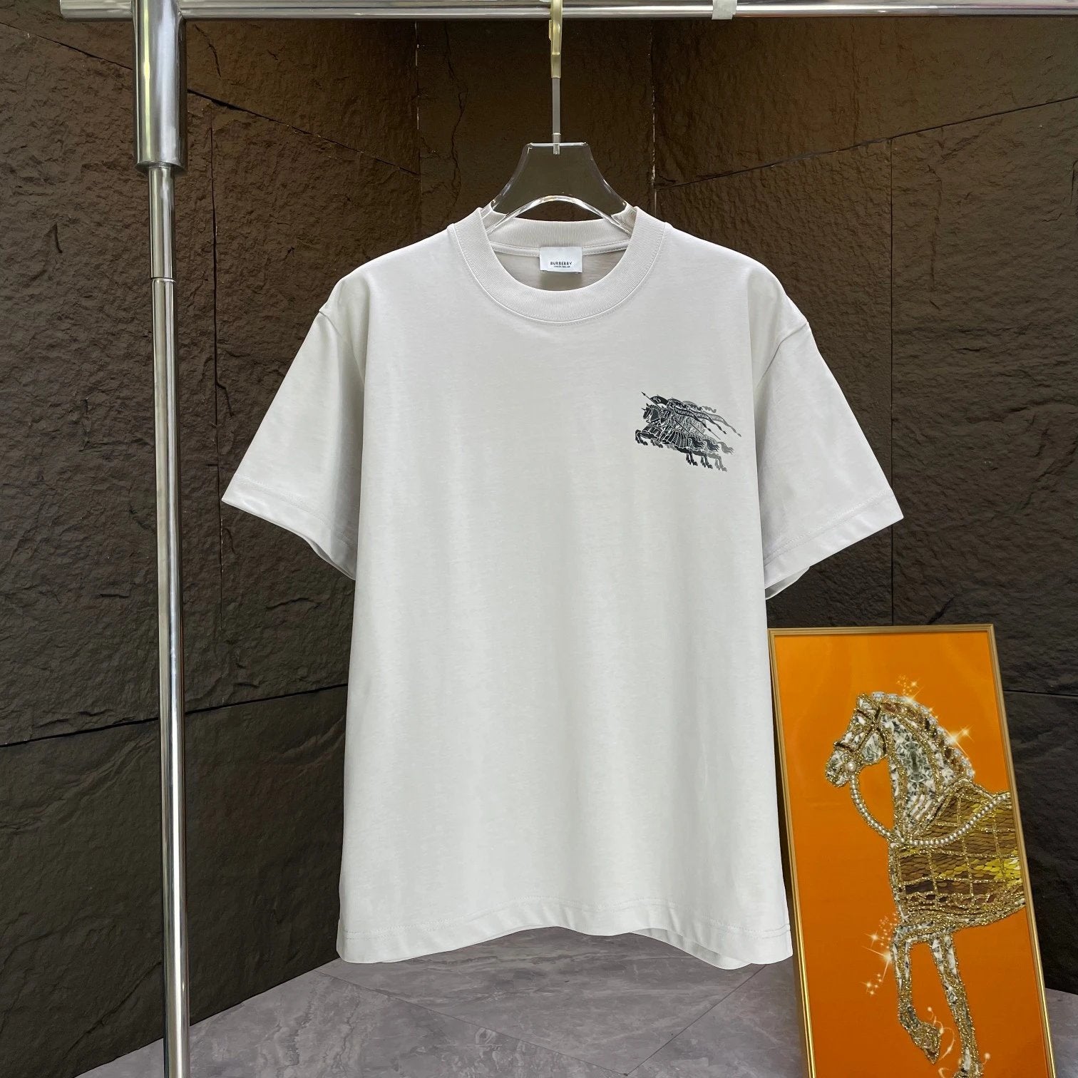 Burberry T-shirt Backside Overlapping Print logo round Neck Short Sleeve25ss New Pure Cotton Unisex Style T T-shirt OS Loose Fit Base Shirt Half Sleeve T-Shirt Top Half Sleeve