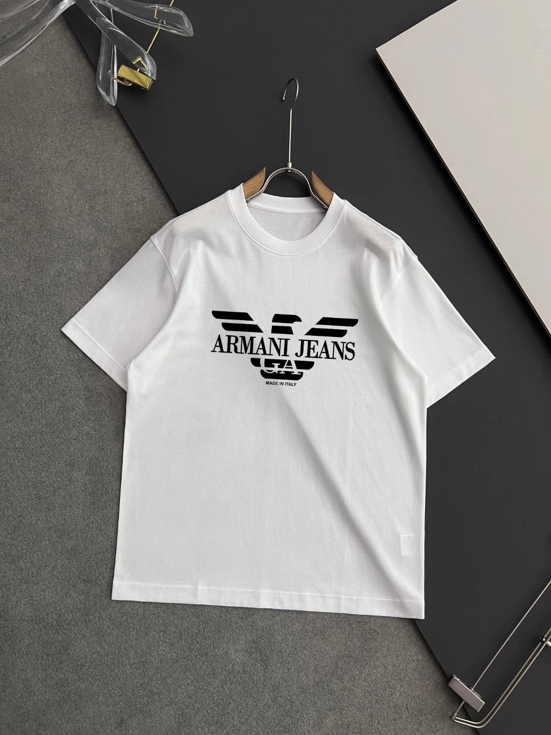 Armani T-shirt Chest Brand Pattern Letter Print logo round Neck Short Sleeve25ss New Pure Cotton Unisex Style T T-shirt OS Loose Fit Base Shirt Half Sleeve T-Shirt Top Half Sleeve