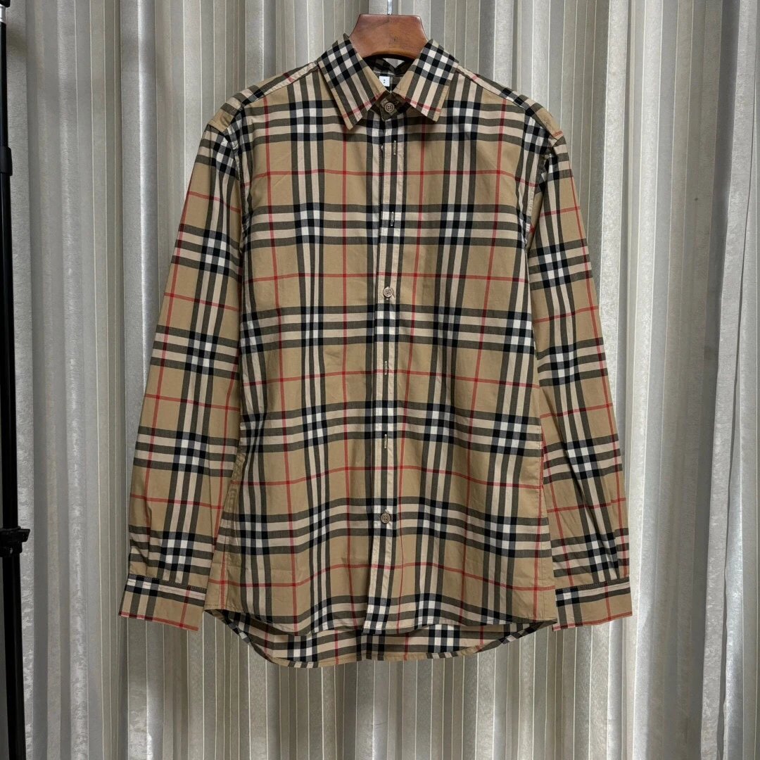 Burberry Shirt Classic Vintage Plaid Long Sleeve Shirt Unisex Shirt Jacket Versatile Casual