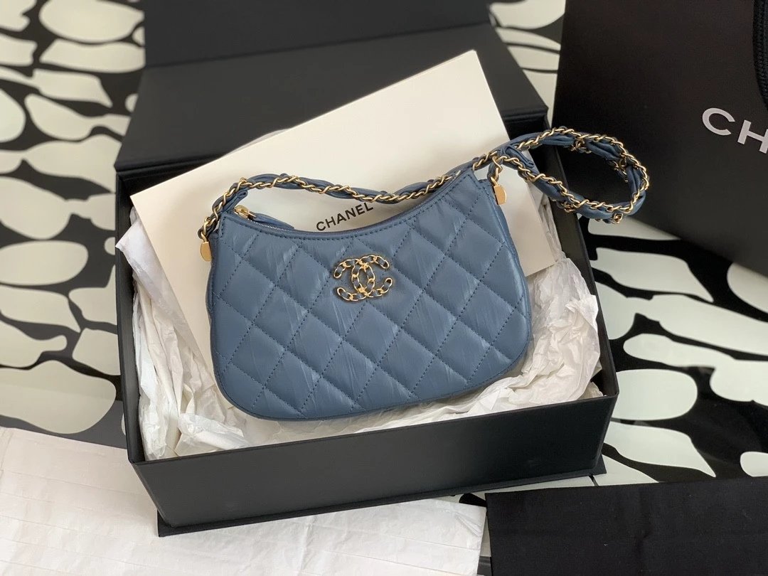 Chanel Women's Bag Top version 【Surrogate Shopping Edition】23K New hobo Underarm Bag Women's Bag19bag Series Underarm Bag Vintage Crumpled Cowhide Leather Single-Shoulder Bag19hobo Underarm Bag New Bags AP3647AS4422