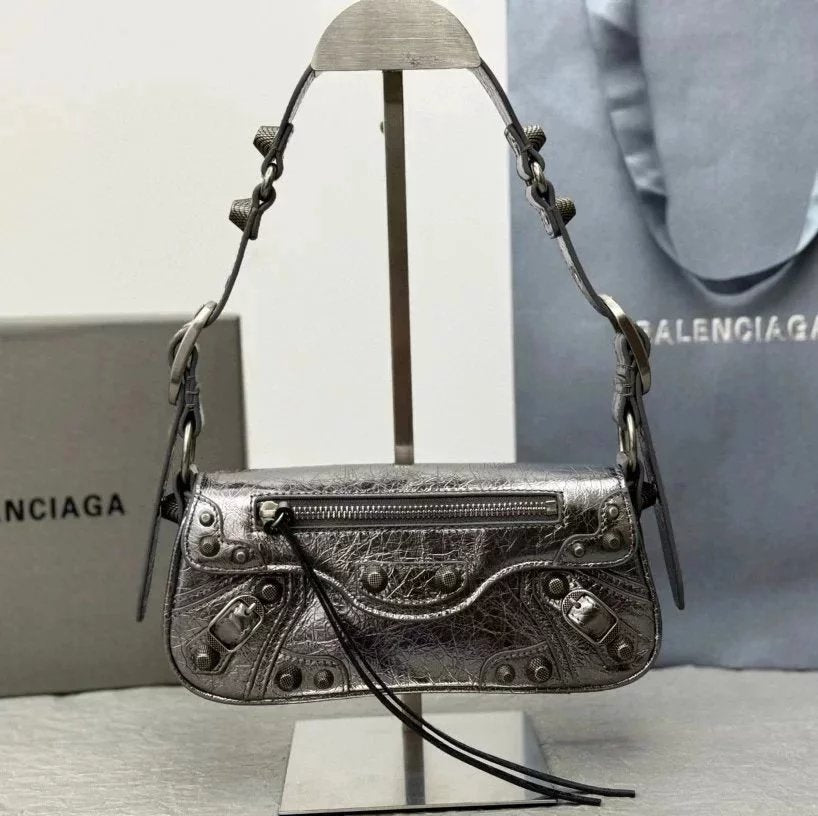 Balenciaga Bag Top version Ceiling Original Leather2023New Winter Products SpringLecagole Series slingbag Baguette Bag Underarm Bag Motorcycle Bag Women's One Shoulder Handbag