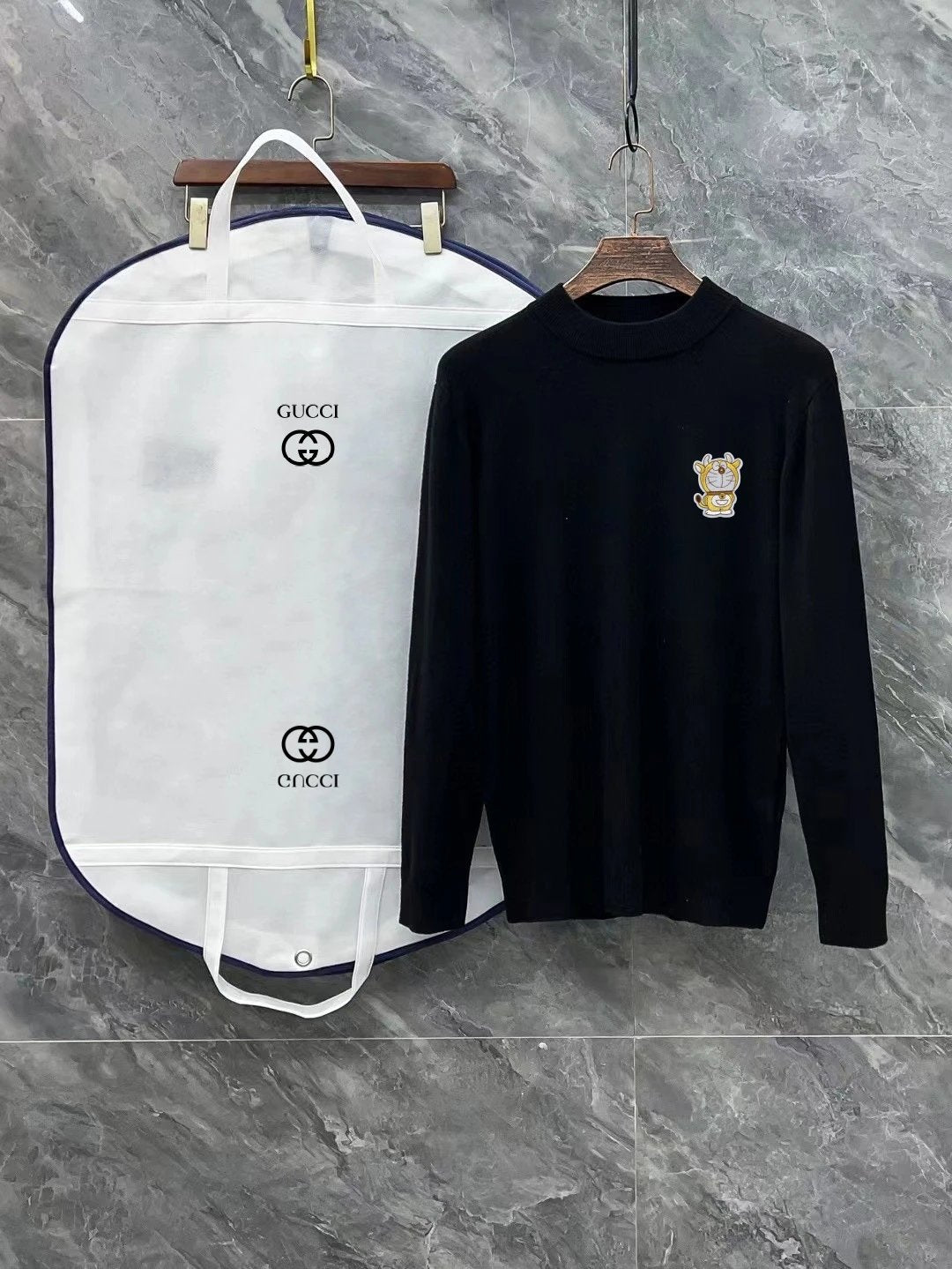 Gucci Sweater Cartoon Jingle Bell Cat Logo LOGO 3D Half Turtleneck Sweater Long Sleeve Thickened Lazy Style OS Loose Fit Unisex Knit Top Jacket Versatile Casual Wearable Inside and Outside