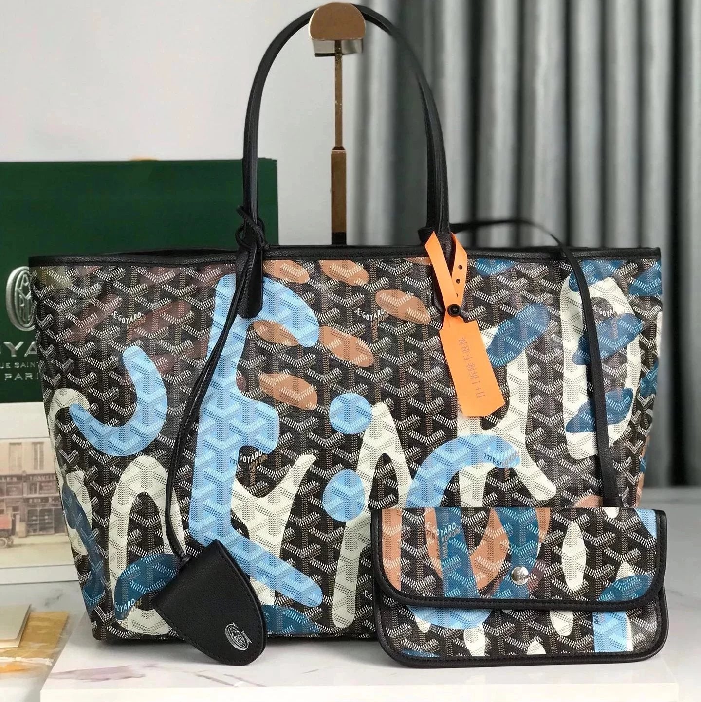 Goyard Bag Top version 【Original Leather】Counter New170Anniversary Special Custom Camouflage Graffiti Mother and Child Bag Tote Bag Shopping Bag SAINT Small Size Tote Bag Vegetable Basket Bag Backpack Women's Bag Graffiti Tote Bag