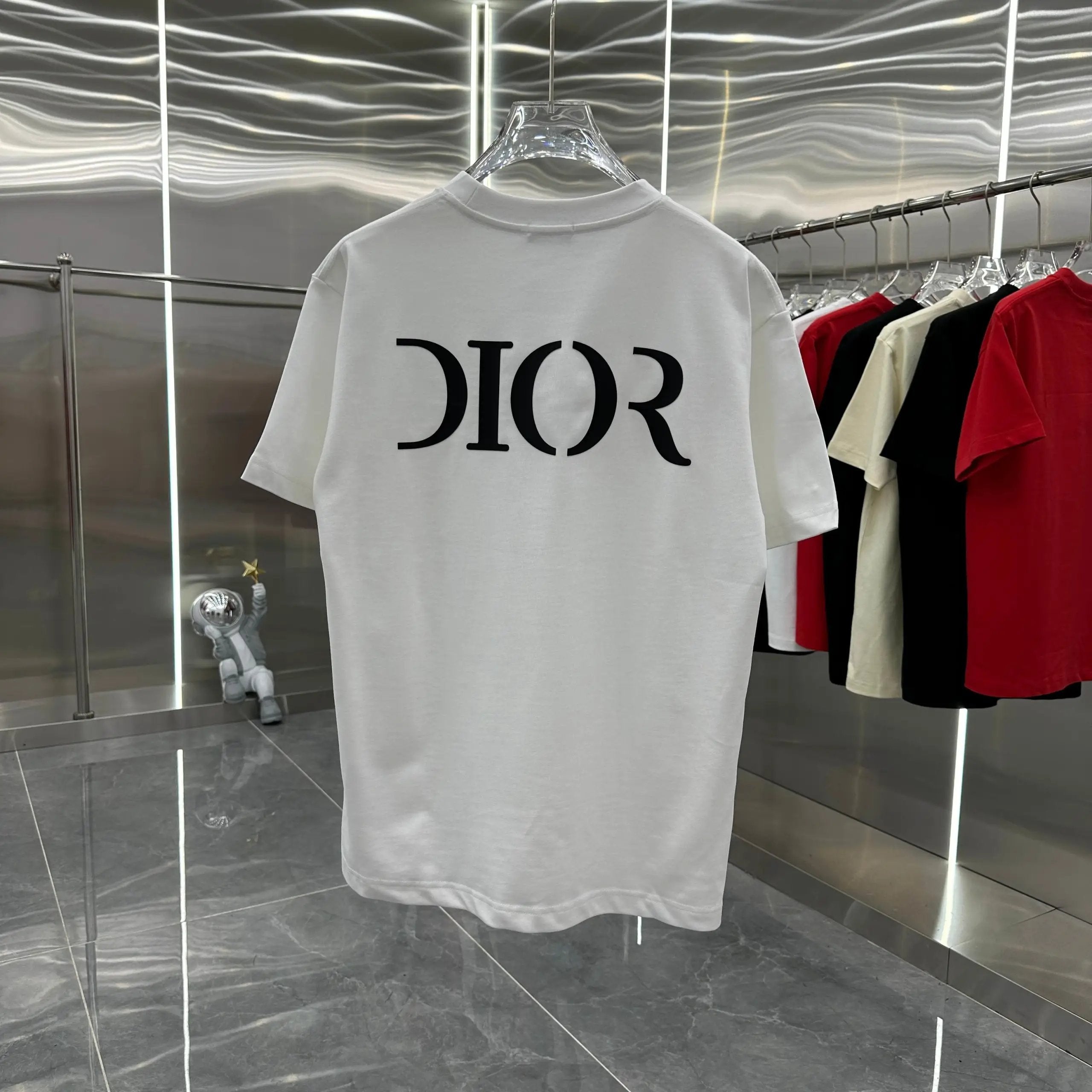 Dior T-shirt Silicone Alphabet logo round Neck Short Sleeve25ss New Pure Cotton Unisex Style T T-shirt OS Loose Fit Base Shirt Top Half Sleeve T-Shirt