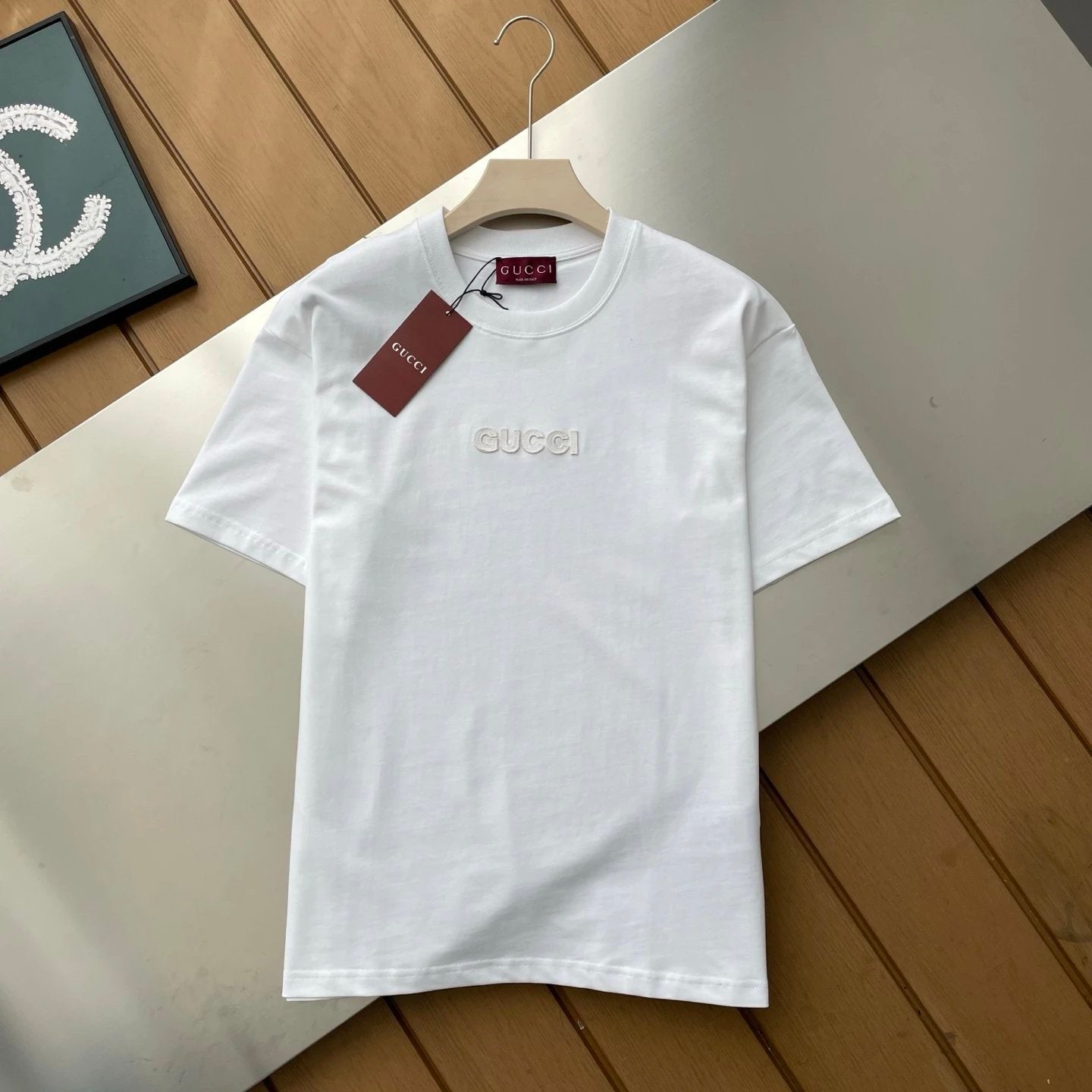Gucci T-shirt Chest Letter Patch logo round Neck Short Sleeve25ss New Pure Cotton Unisex Style T T-shirt OS Loose Fit Base Shirt Half Sleeve T-Shirt Top Half Sleeve