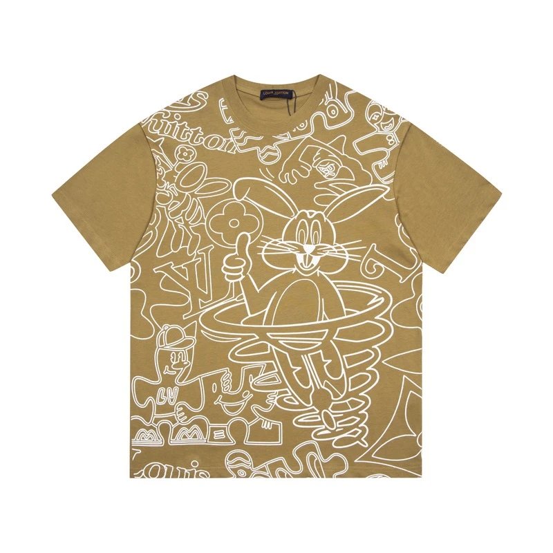 Louis Vuitton LV T-shirt Front Full Print Cartoon Rabbit Print logo round Neck Short Sleeve25ss New pure cotton T Unisex T-Shirt OS Drop Shoulder Loose Fit Base Shirt Top T-Shirt Short Sleeve