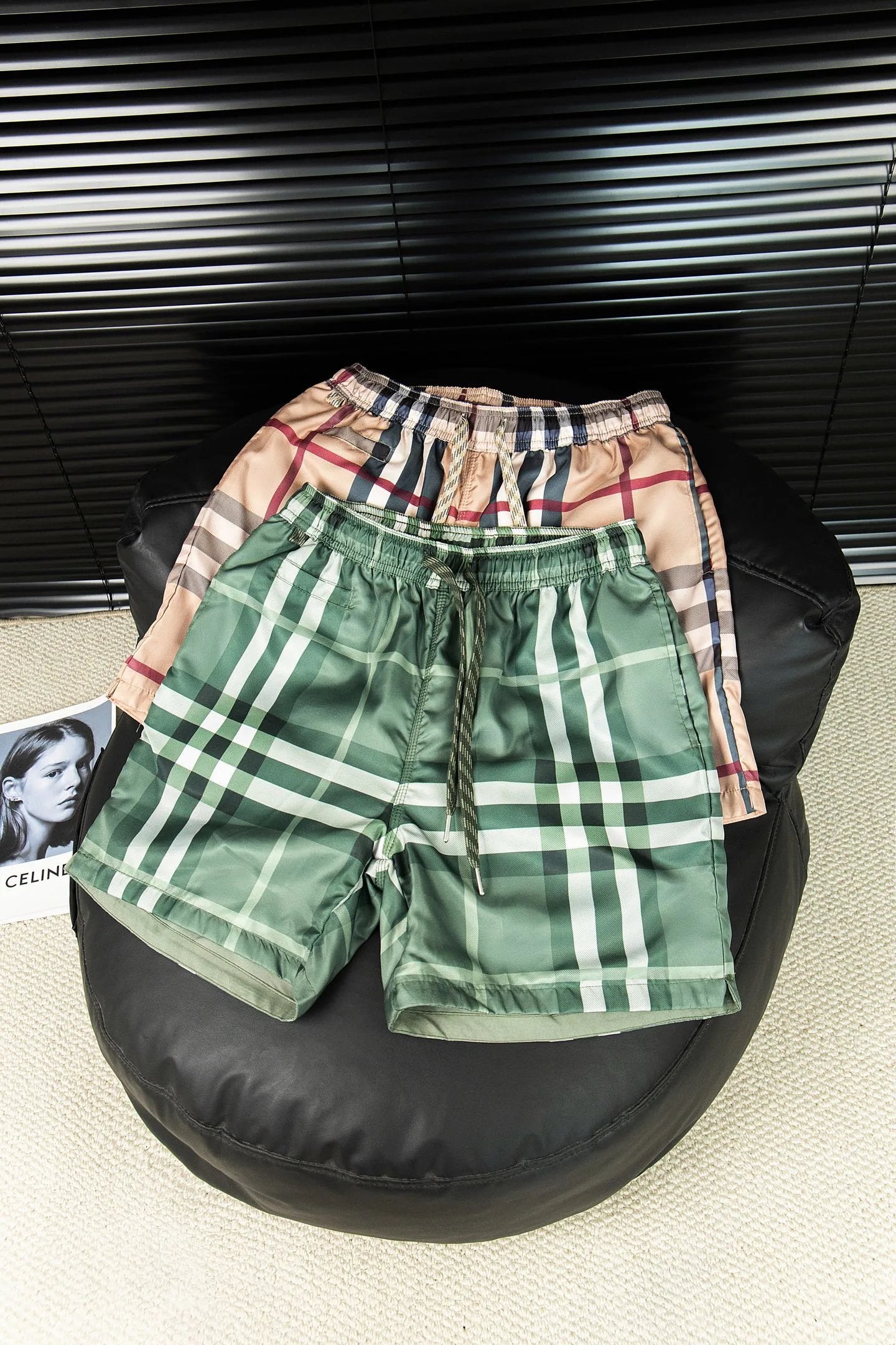 Burberry Shorts Large Plaid Pattern logo Five-point Shorts25ss New Drawstring Casual Summer Pants American Style5Two-in-One Casual Sweatpants for Men and Women, Pure Cotton Joggers
