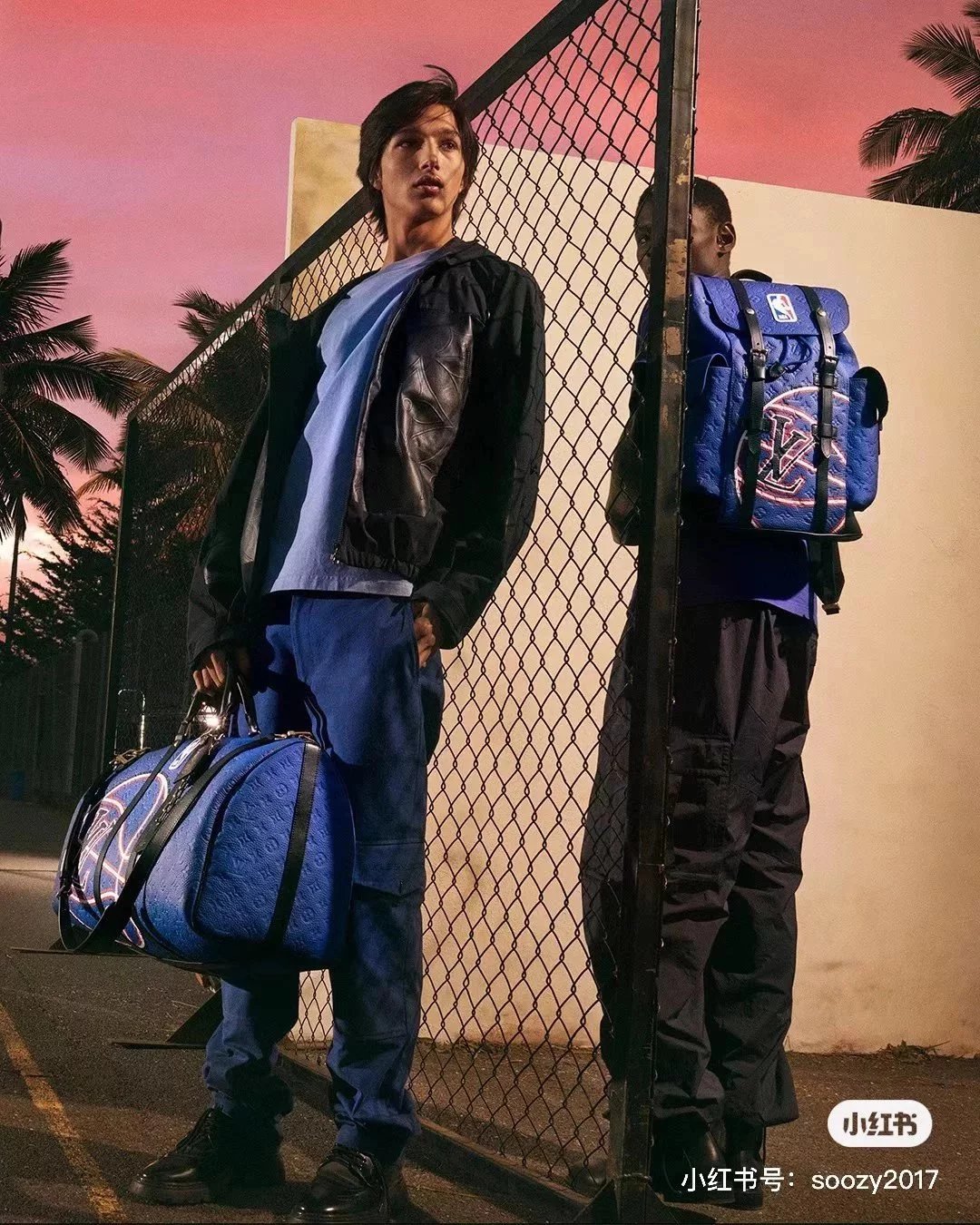 Louis Vuitton LV Backpack Top version 【Version】New Backpack M21140Blue NBA Joint Backpack Series CHRISTOPHER Medium Backpack Men's Business Trip Business Backpack Hiking Backpack Schoolbag