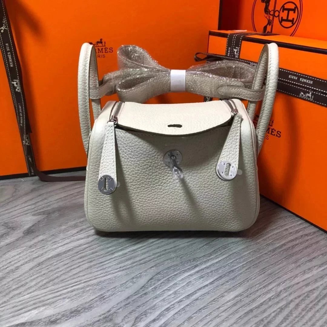 Hermes men's bag Top version 【H Handmade】2020Imported Calfskin Pure Hand Lindy Bag Doctor Bag Shoulder Handbag Medical Box Minilindy19cm26cm Women's Bag