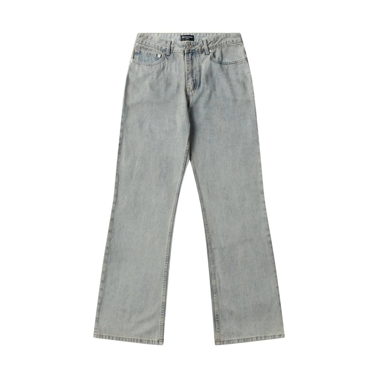 Balenciaga Jeans Ice Blue Washed Distressed Jeans Slim Straight Casual Pants Unisex Long Pants24ss Autumn and Winter New Products