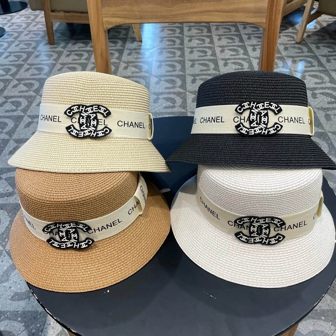 Chanel Hat Casual Sun Hat High Quality Fashion Big Brand2024New Straw Bucket Hat Knitted Sunshade Big Brim Straw Hat Beach Style,Simple and Elegant,All-Matching Item~First Choice for Going out,New Hat Type Super Beautiful and Greasy,Go out with Low-Key Lu