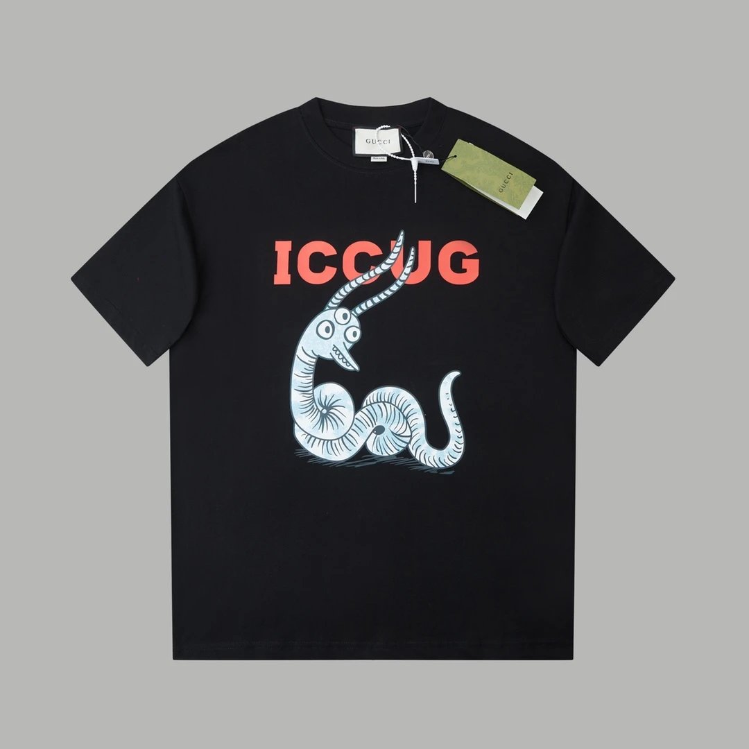 Gucci T-shirt Year of the Snake Limited Edition Chest Print logo round Neck Short Sleeve25ss New Pure Cotton Unisex Style T Casual T-Shirt Base Layer Shirt OS Loose Fit Short Sleeve Top