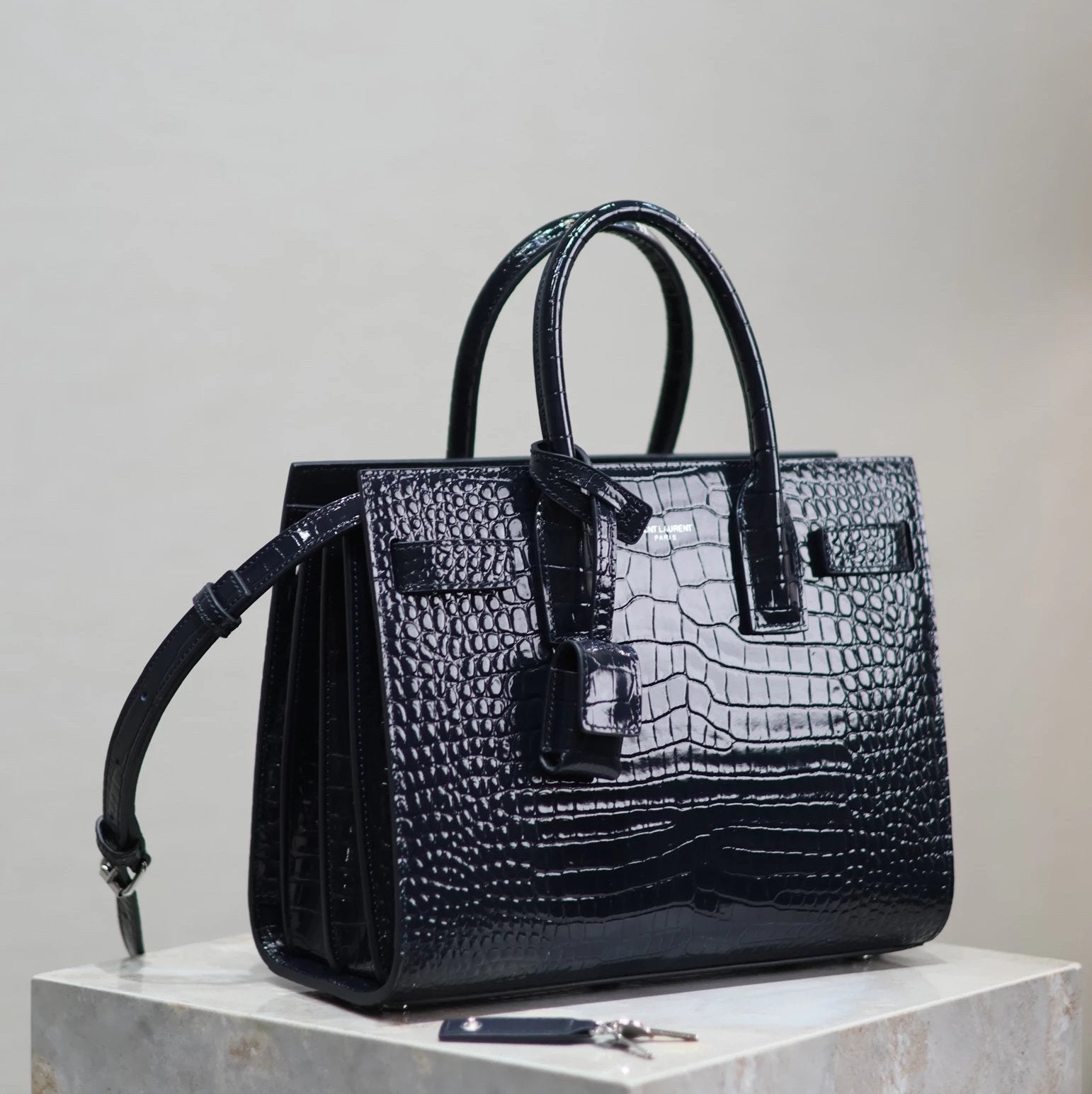 YSL Women's Bag Top version 【Super Original Leather】New File Holder Series sacdejour Tote Bag Crocodile Pattern Cowhide Portable Large Tote Tote Bag Yang Shulin SDJ File Holder Shopping Bag Women's Handbag Large Capacity Women's Bag Handbag
