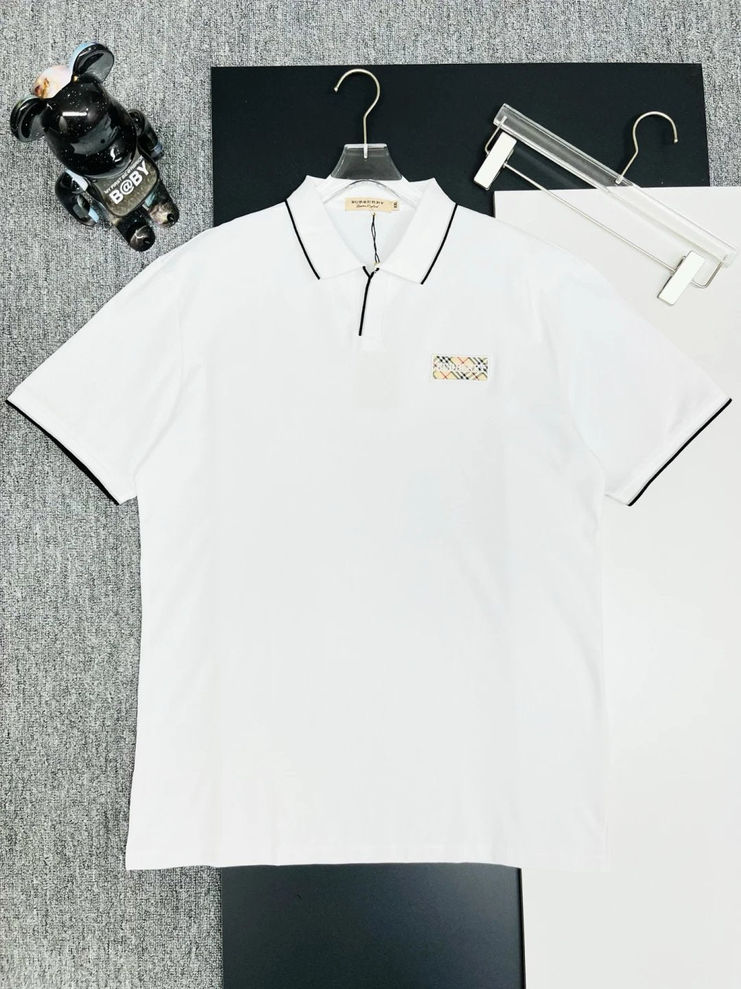 Burberry T-shirt Chest Plaid Embroidery logoPOLO Short Sleeve Turn-down Collar Shirt Unisex Summer Loose Fit T Business Commuter Short Sleeve Shirt Plus Size