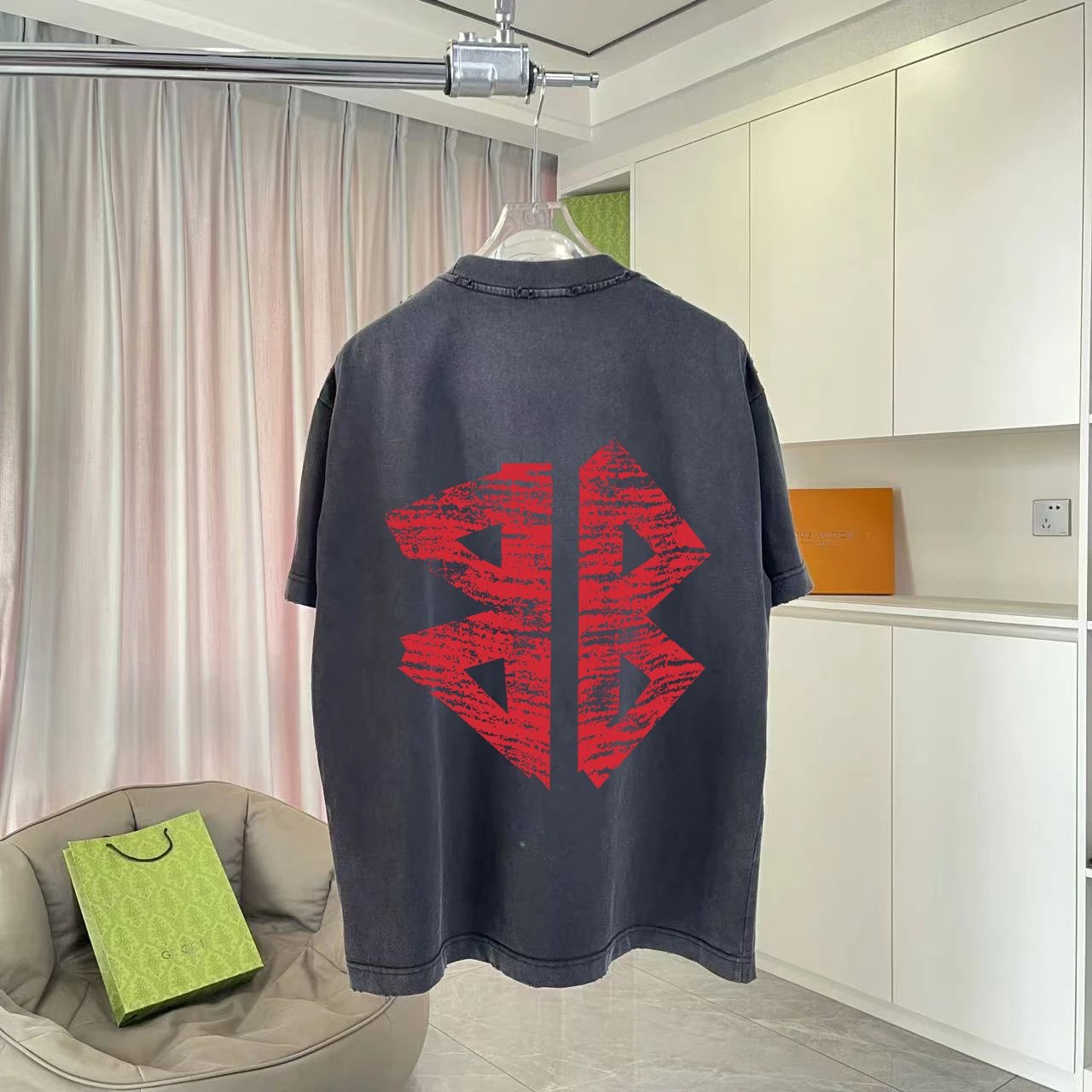Balenciaga T-shirt Double Back B Large Printing logo round Neck Short Sleeve25ss New Pure Cotton Unisex Style T T-shirt OS Loose Fit Base Shirt Top Half Sleeve T-Shirt