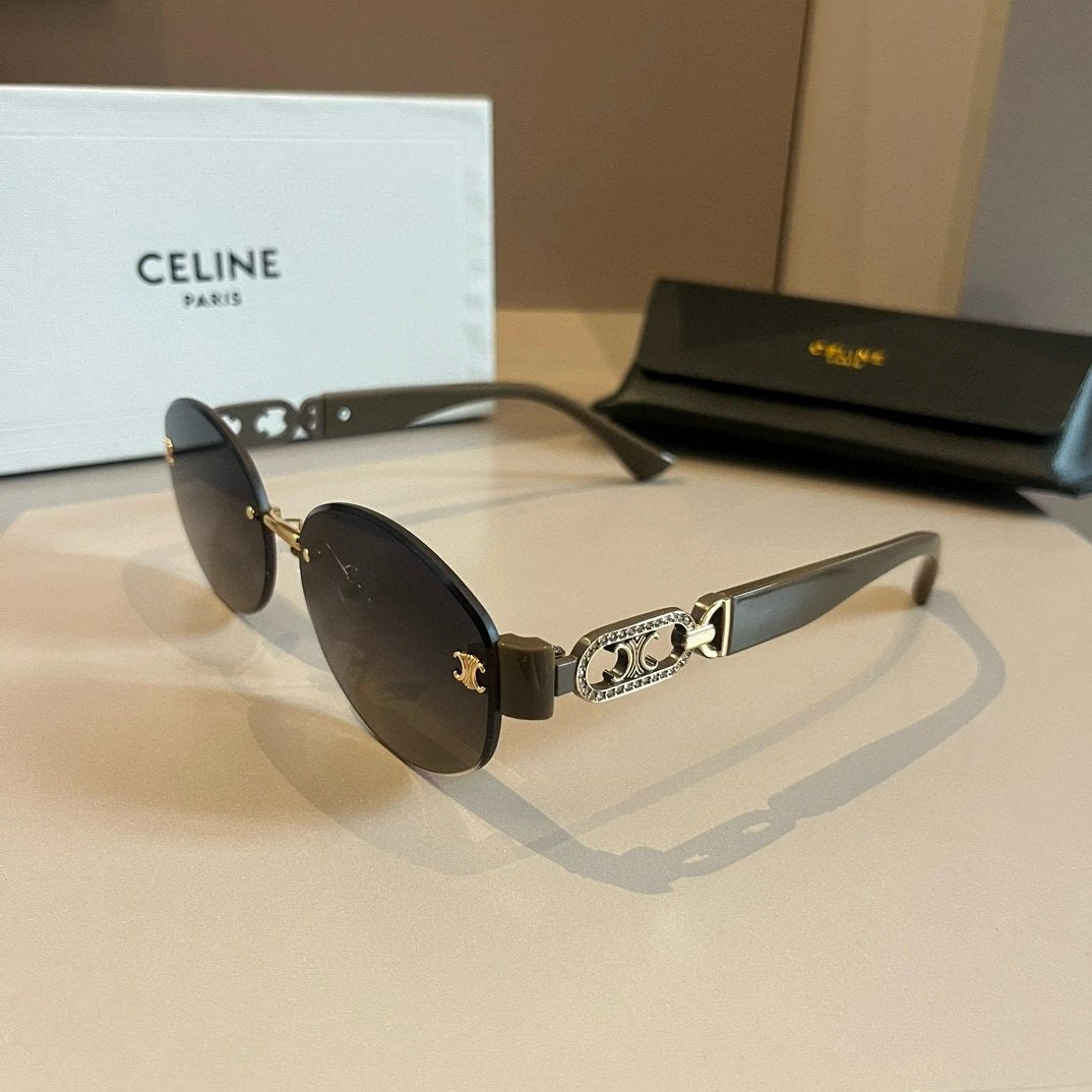 Celine Sunglasses Arc de Triomphe Temple Arm Sunglasses Slimming No Degree Unisex Couple Style UV Protection Driving Beach Fishing25ss New Sports Casual Versatile