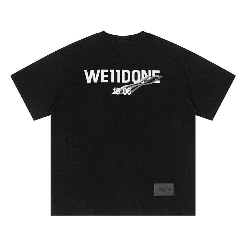 We11done T-shirt Top Korean Style Couple Short Sleeve Loose Cotton T T-shirt Summer Men & Women Trendy Half Sleeve