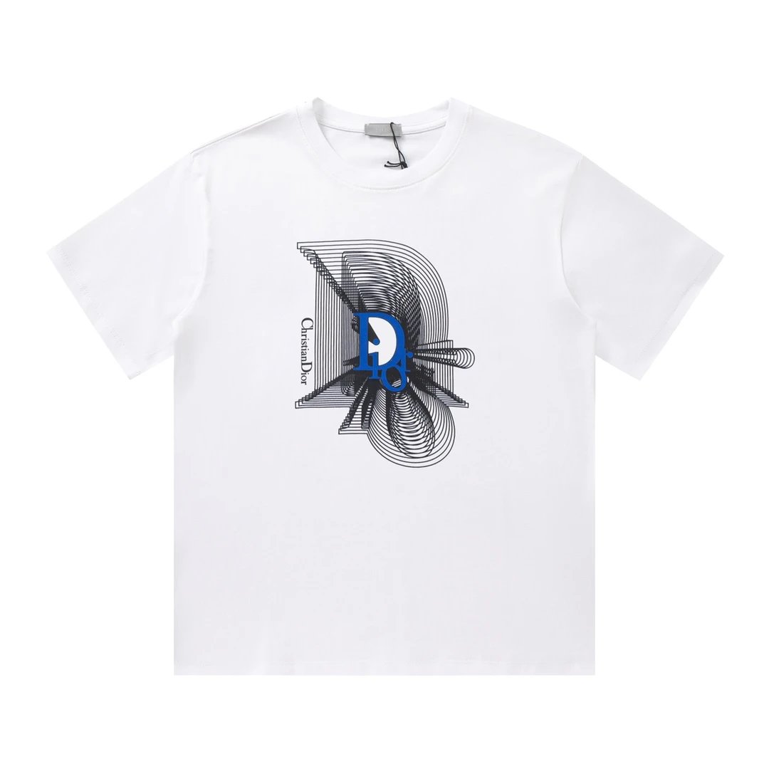 Dior T-shirt Chest Three-Dimensional Line Pattern Letter Print logo round Neck Short Sleeve25ss New Pure Cotton Unisex Style T T-shirt OS Loose Fit Base Shirt Half Sleeve T-Shirt Top Half Sleeve