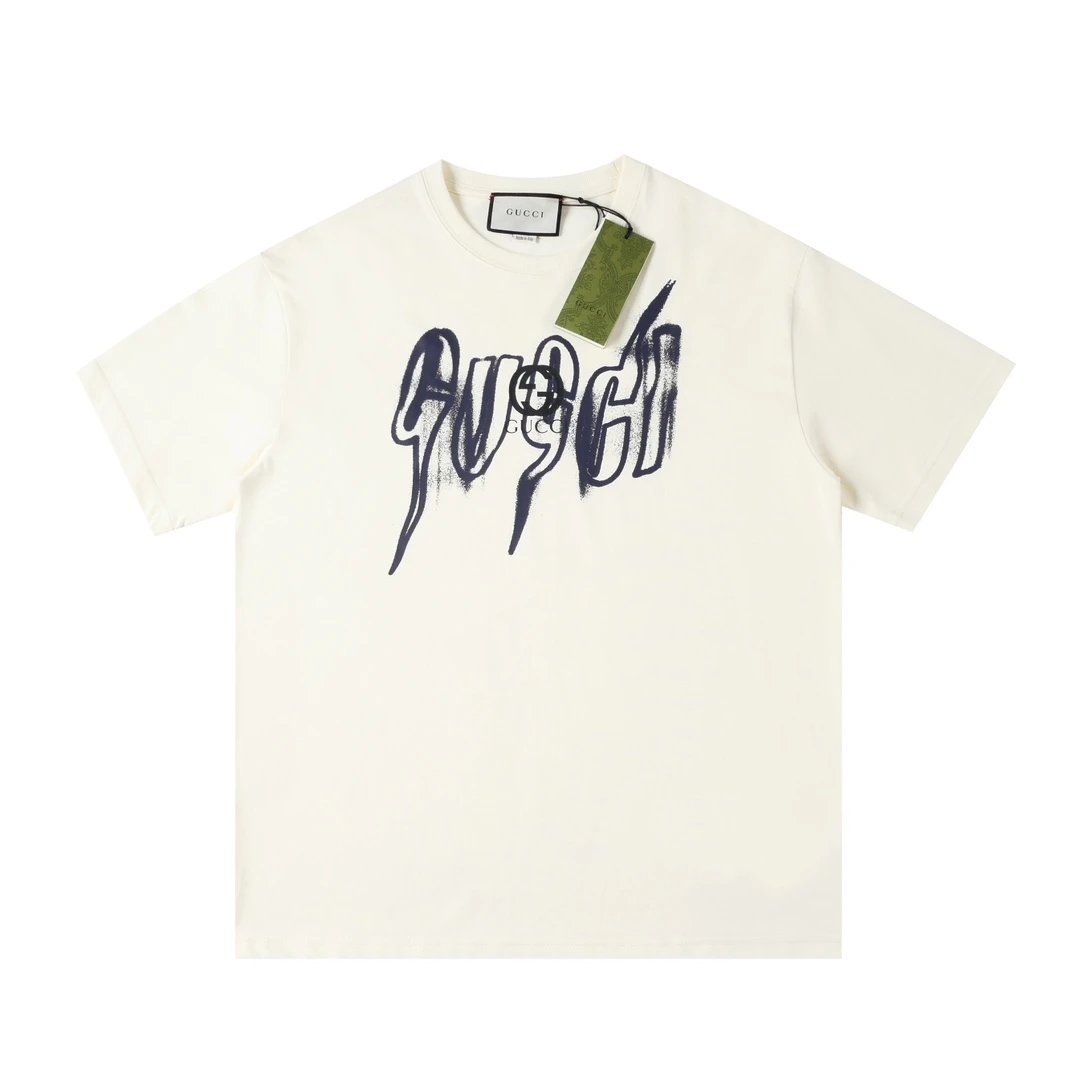Gucci T-shirt Front Chest Blade Pattern Print logo round Neck Short Sleeve25ss New pure cotton T Unisex T-Shirt OS Loose Fit Base Shirt Top Half Sleeve T-Shirt