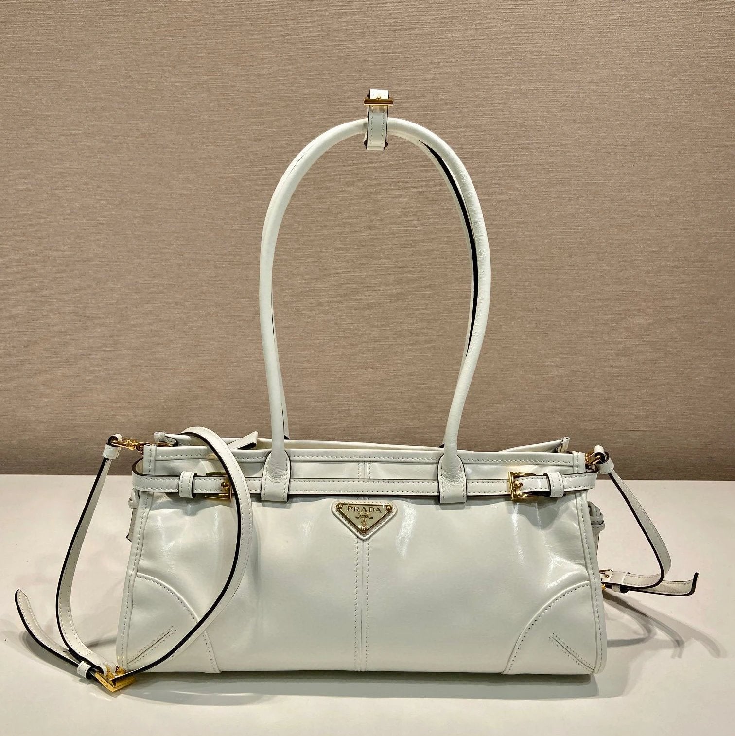 PRADA Bag Top version Latest LusSolf Oil Wax Leather Small Size Long Handle Crossbody Bag Shoulder Bag Handbag Hand Bag Underarm Bag Women's Bag1BA426Small Size