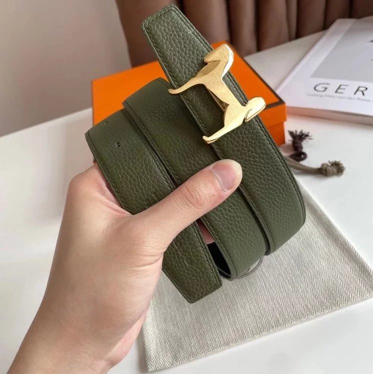 Hermes Belt Top version 【New products in stock】High Quality Genuine Leather Belt Business Casual Men and Women H Buckle Belt Double-Sided Available Pant Belt32mm