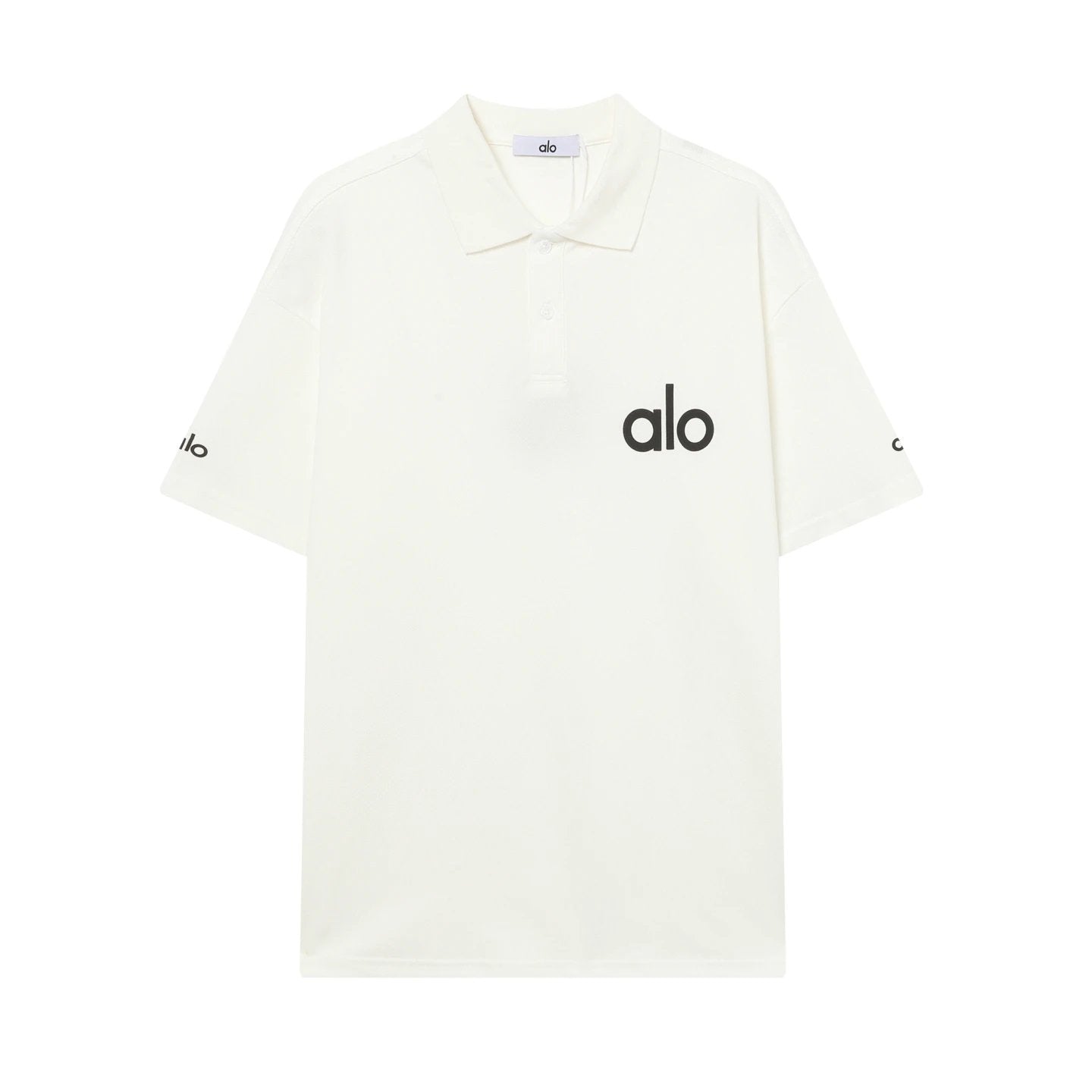 Alo Yoga T-shirt Plastic Letters on Chest logoPOLO Shirt Lapel Short Sleeve25ss New Unisex Commuter Short Sleeve Summer Loose Fit T Business Shirt Plus Size T-Shirt