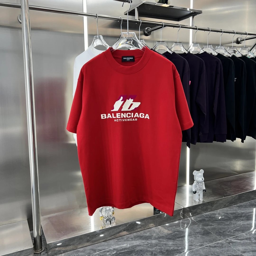Balenciaga T-shirt Three-Dimensional Silicone logo Round Neck Short Sleeve Pure Cotton Unisex T Shirt Bottoming Shirt OS Loose Fit T-Shirt