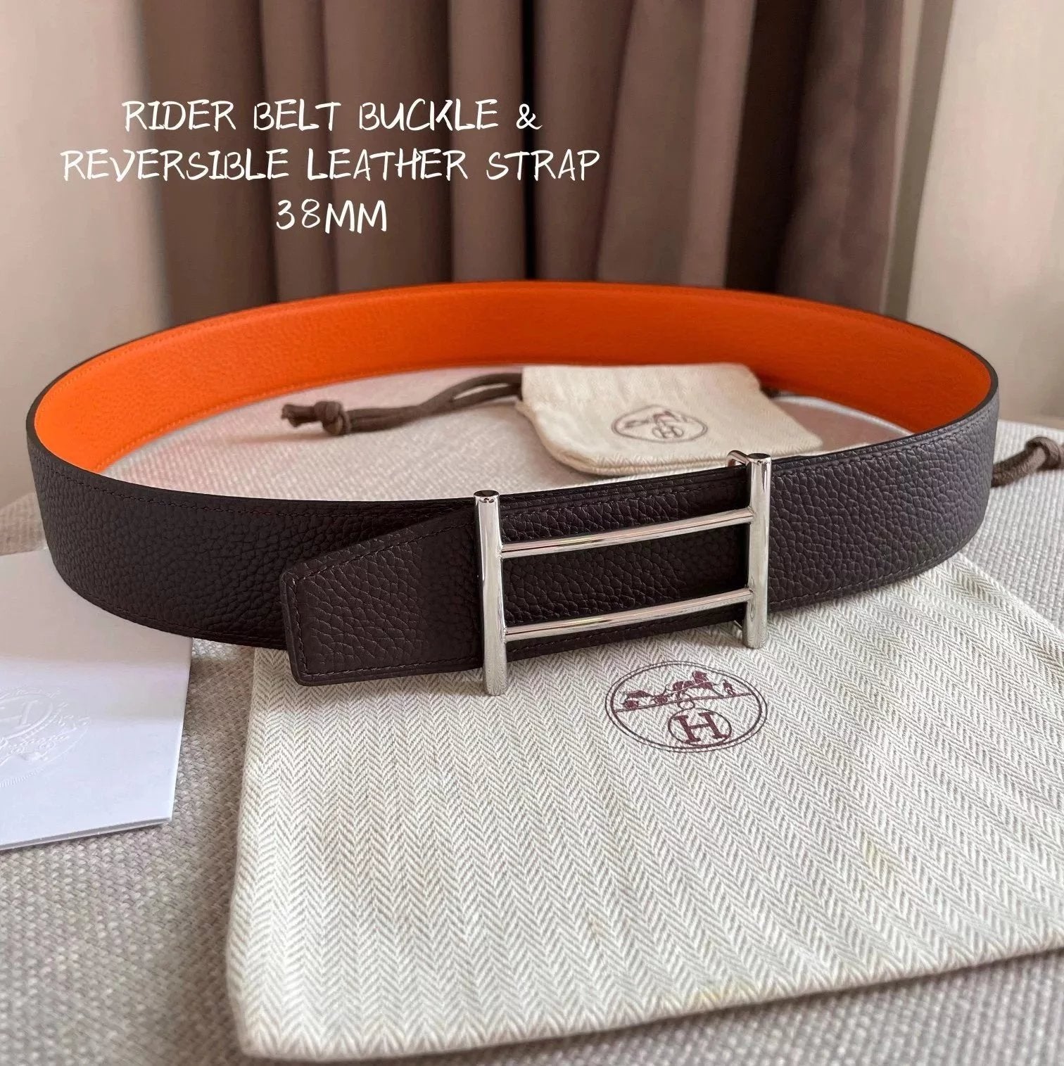 Hermes Belt Top version Exclusive Mobile Phone Real Shot High Quality Double-Sided Imported First Layer Cowhide Men's Belt Double-Sided Available h Home Belt Fashion All-Match Clothes Accessories Width3.8cm