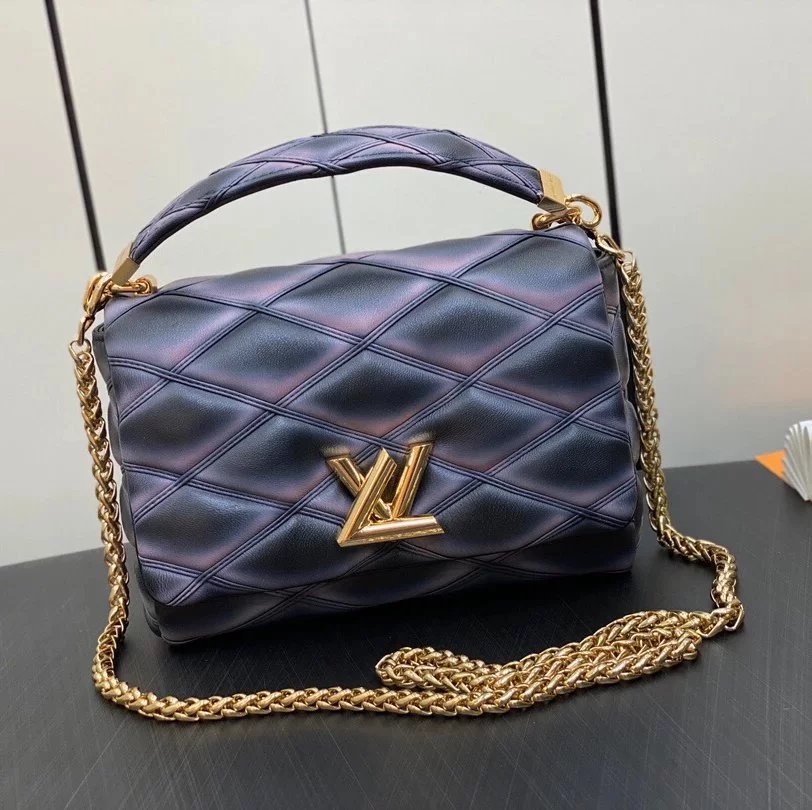 Louis Vuitton LV Women's Bag Top version New Full Leather Diamond Chain Bag Series GO-14Teist Medium Handbag Messenger Bag Shoulder Bag M22891.M22890