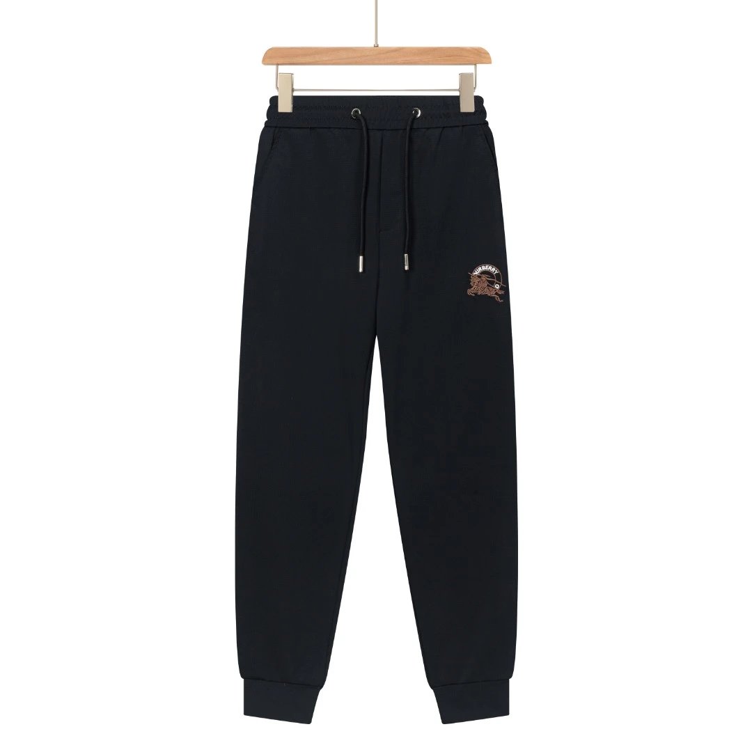 Burberry Sweatpants Front and Back Knight Embroidery logo Cuffed Sweatpants25ss Spring Summer New Sports Pants Autumn Pure Cotton Unisex Long Pants Drawstring Loose Plus Size Casual Pants