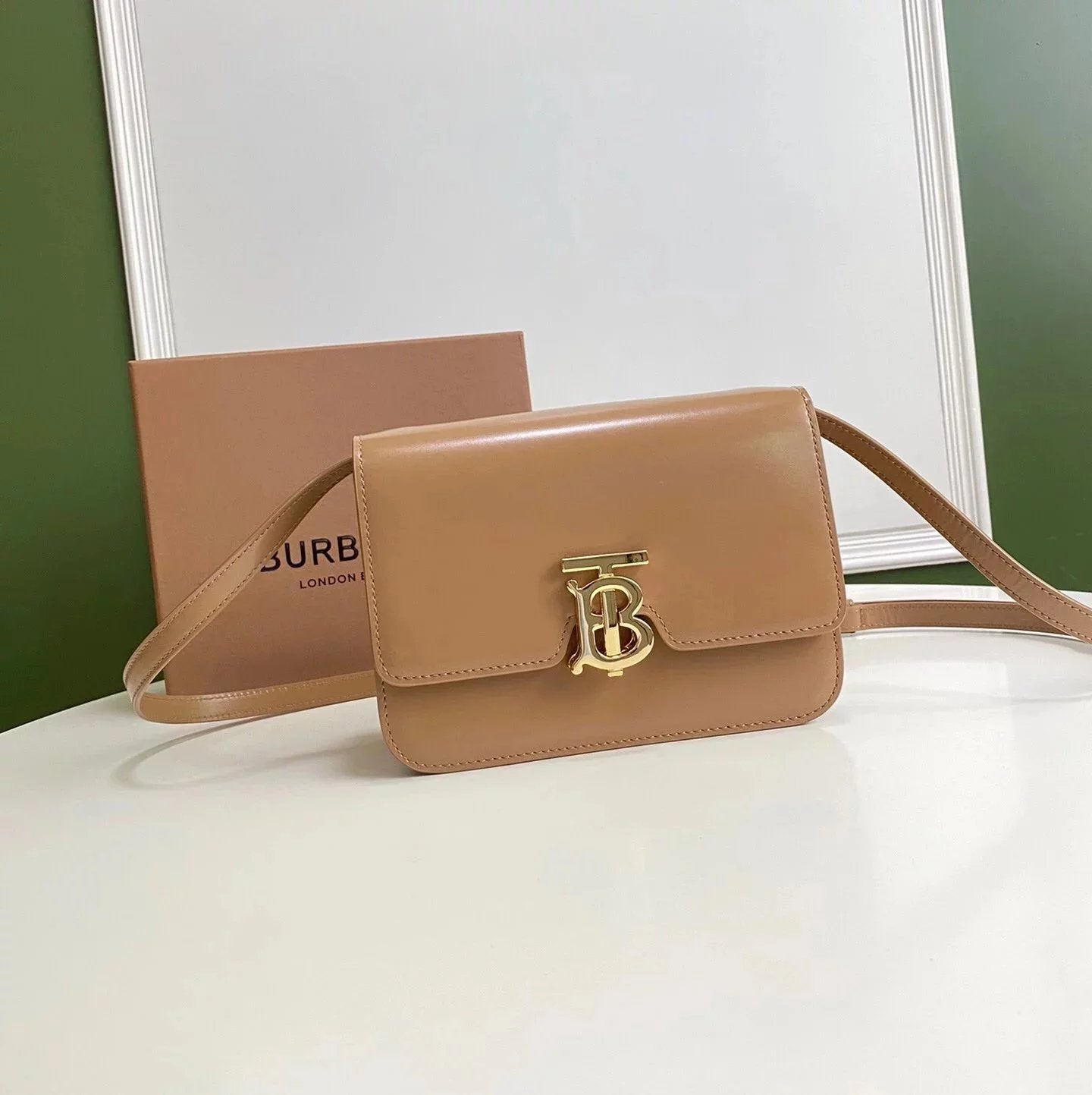 Burberry Women's Bag Top version 【Surrogate Shopping Edition】New TBBag Twist Lock Bag Square Bag Women's Cow Leather Bag Crossbody Bag Box Camera Bag Stewardess Bag