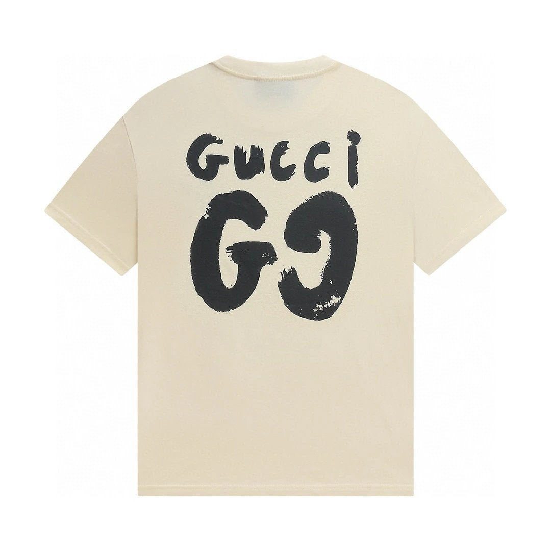 Gucci T-shirt Back with Large Letter Print logo round Neck Short Sleeve25ss New pure cotton T Unisex T-Shirt OS Drop Shoulder Loose Fit Base Shirt Top T-Shirt Short Sleeve