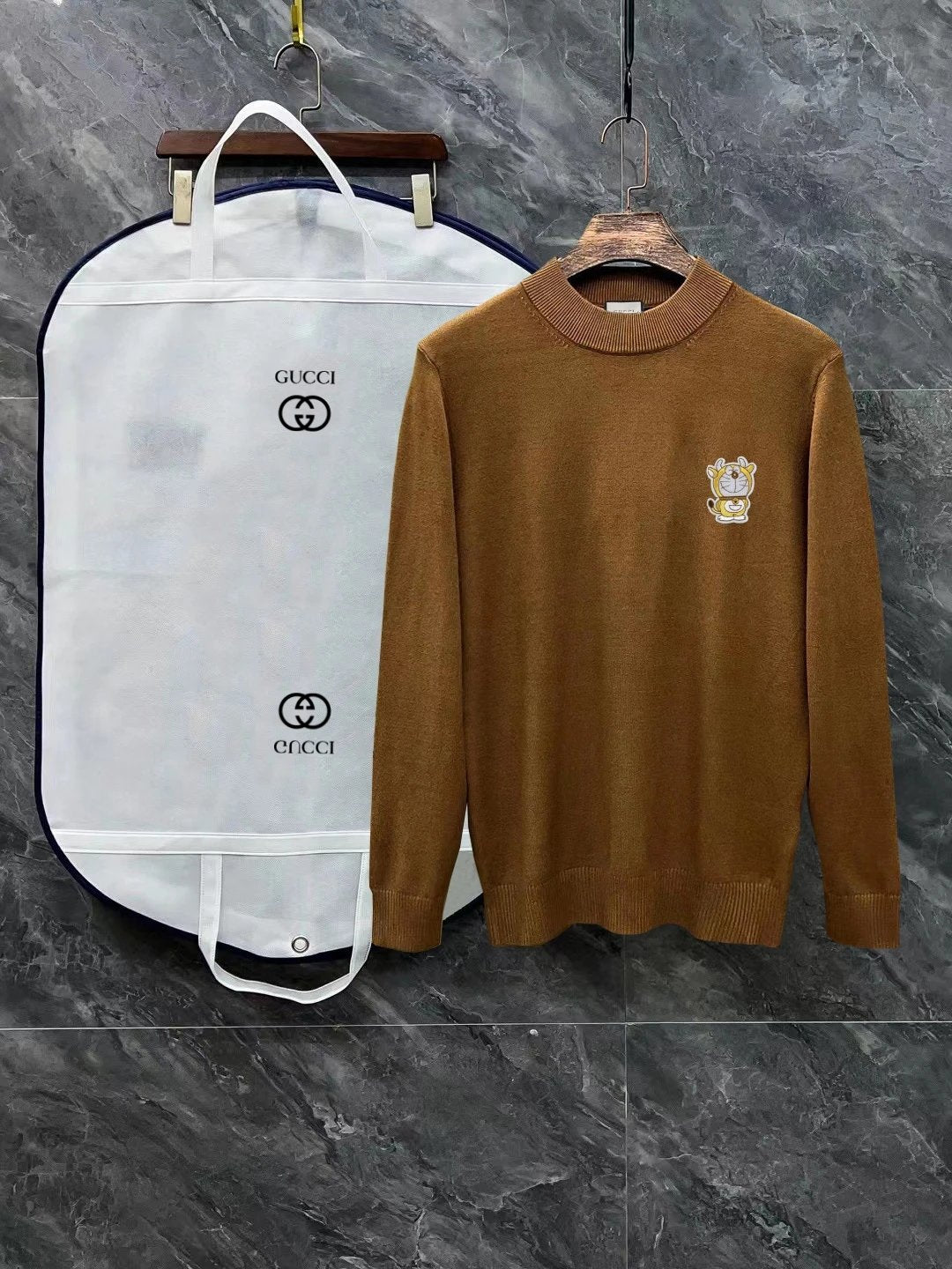 Gucci Sweater Cartoon Jingle Bell Cat Logo LOGO 3D Half Turtleneck Sweater Long Sleeve Thickened Lazy Style OS Loose Fit Unisex Knit Top Jacket Versatile Casual Wearable Inside and Outside
