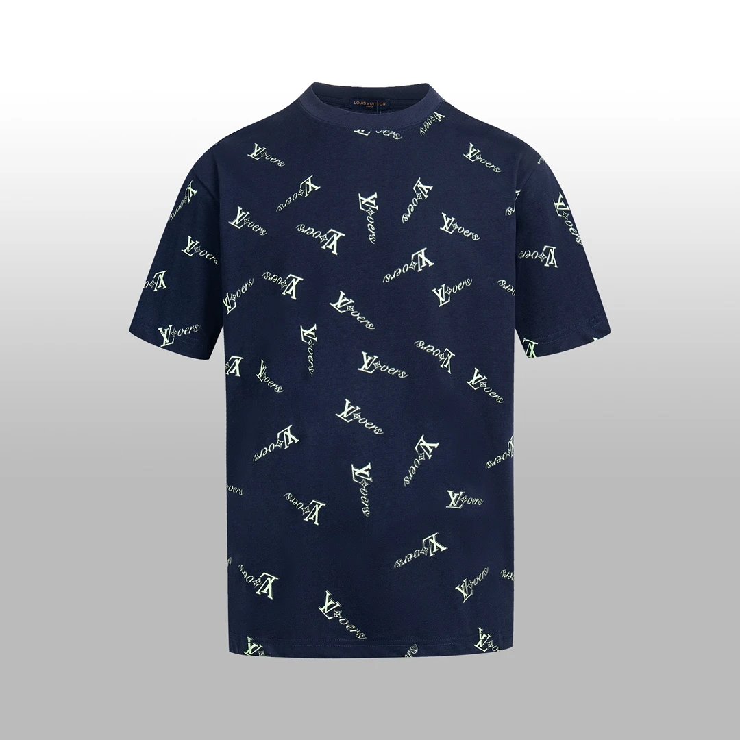 Louis Vuitton LV T-shirt Allover Hand-painted Print logo round Neck Short Sleeve25ss New Pure Cotton Unisex Style T T-shirt OS Loose Fit Base Shirt Half Sleeve T-Shirt Top Half Sleeve