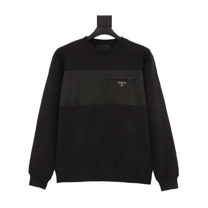 PRADA Hoodie Stitching Zipped round Neck Sweater for Men and Women