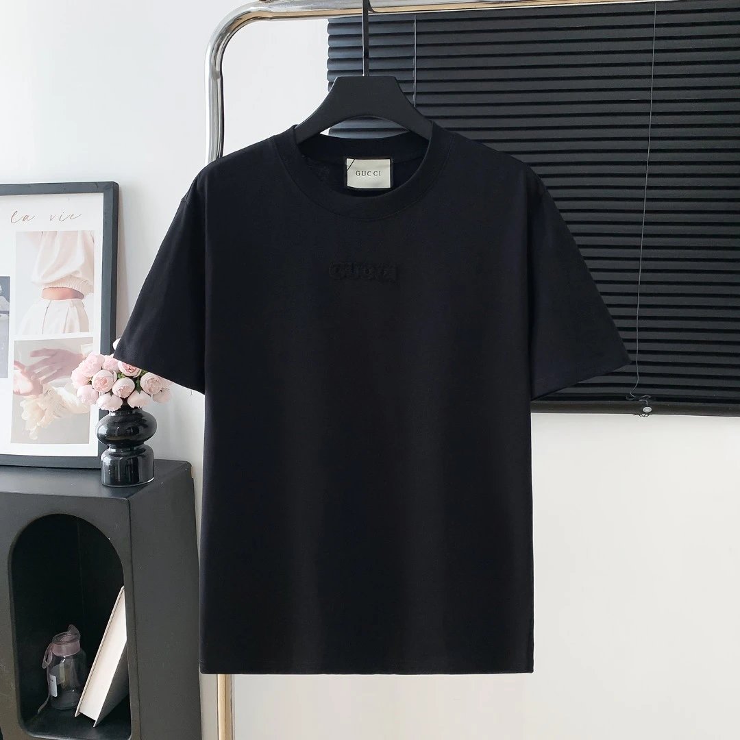 Gucci T-shirt Chest Letter Embroidery logo round Neck Short Sleeve25ss New Pure Cotton Unisex Style T T-shirt OS Loose Fit Base Shirt Half Sleeve T-Shirt Top Half Sleeve