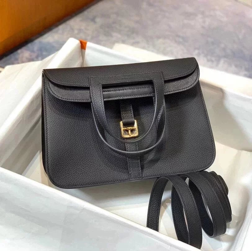 Hermes women's bag Top version 【Handmade Imported Fabric Beeswax Thread】H Home halzan22cm25cm Horseshoe Bag Shoulder Bag Multi-Functional One Bag Multi-Purpose Messenger Bag Handbag Fashion Casual Famaous Brand Women's Bag