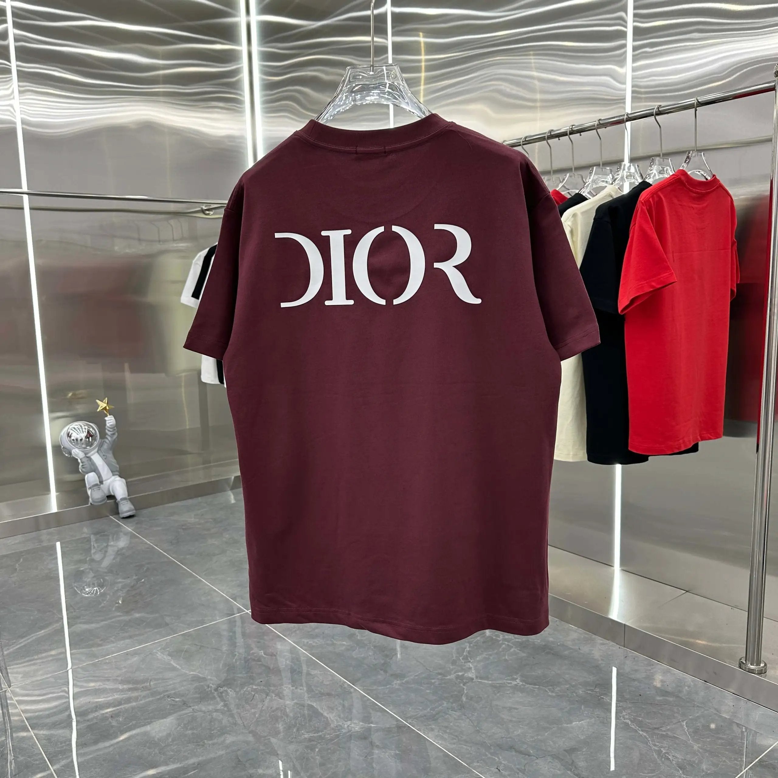 Dior T-shirt Silicone Alphabet logo round Neck Short Sleeve25ss New Pure Cotton Unisex Style T T-shirt OS Loose Fit Base Shirt Top Half Sleeve T-Shirt