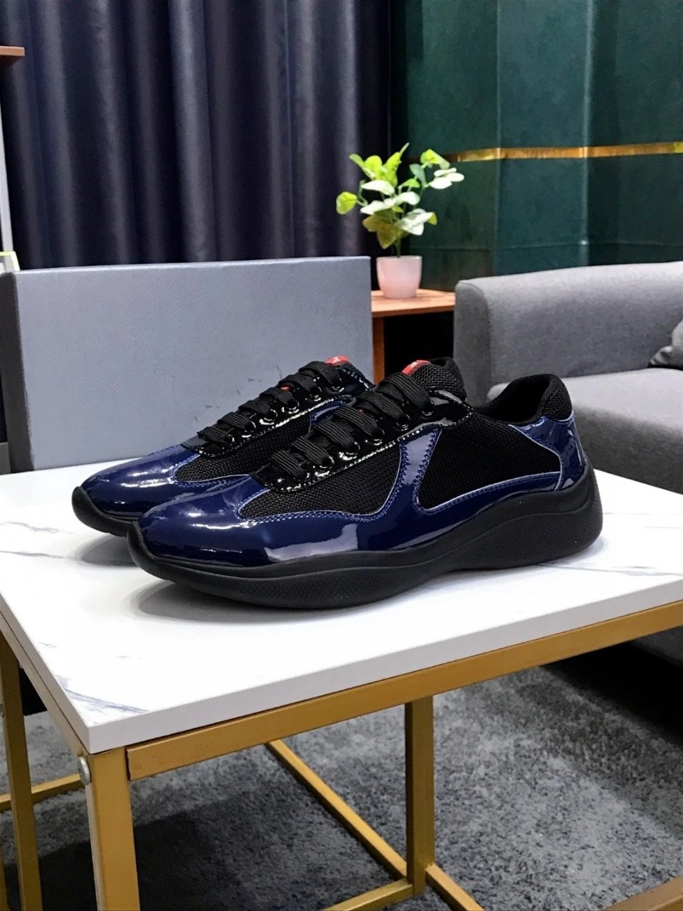 PRADA Shoes Summer in Stock Blue Flat Heel Leisure Low Top Fashion Shoes round Toe All-Matching Foreign Trade Shoes cf26