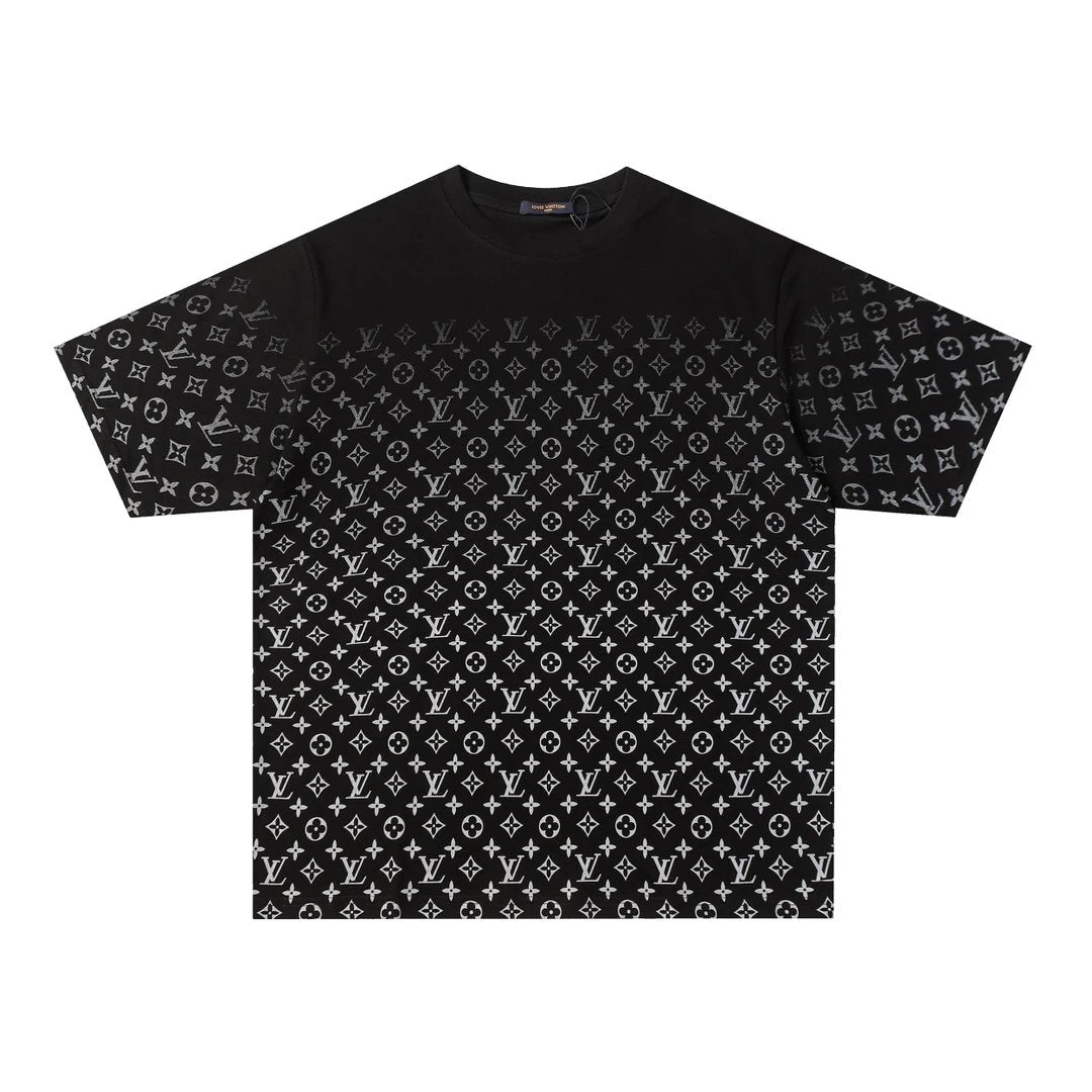 Louis Vuitton LV T-shirt Gradient Full Print LOGO round Neck Short Sleeve25ss New pure cotton T Unisex T-Shirt OS Loose Fit Base Shirt Top Half Sleeve T-Shirt
