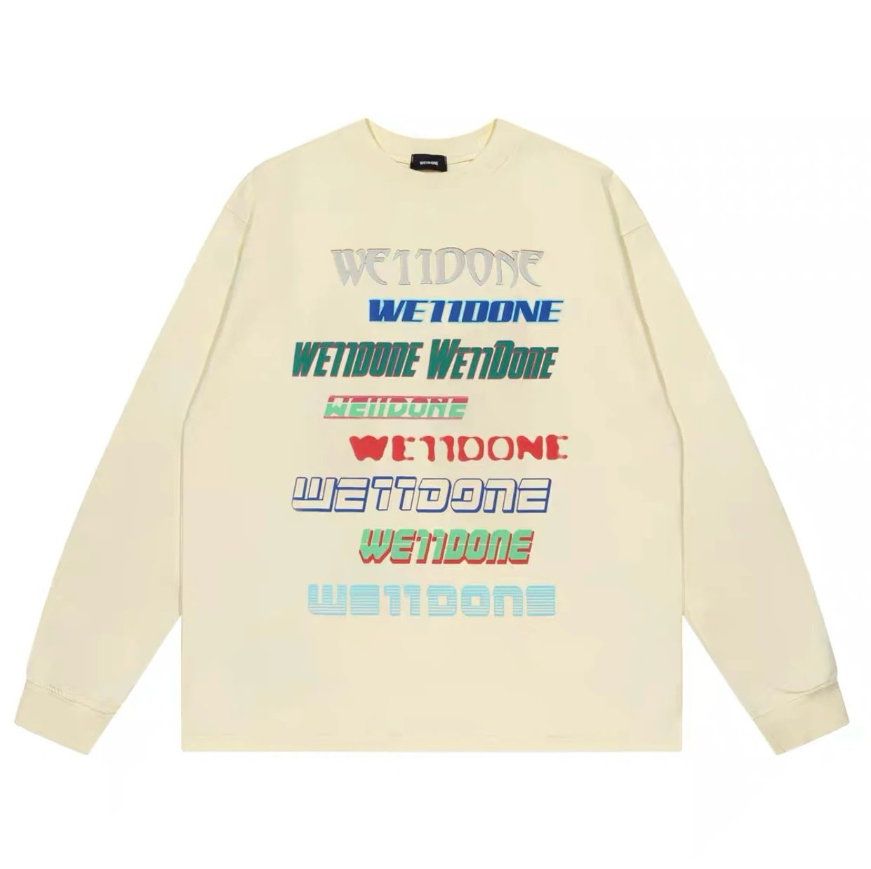 We11done Hoodie Top Version for Men and Women LOGO Cotton Long Sleeve T Shirt Bottoming Shirt