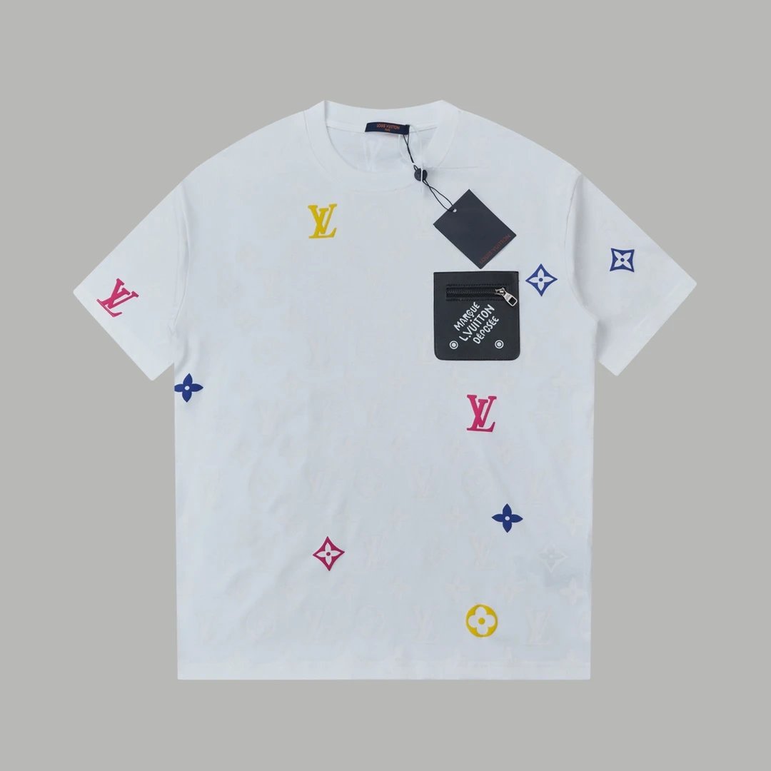 Louis Vuitton LV T-shirt Full Print Letter Old Flower logo round Neck Short Sleeve25ss New pure cotton T Unisex T-Shirt OS Loose Fit Base Shirt Top Half Sleeve T-Shirt