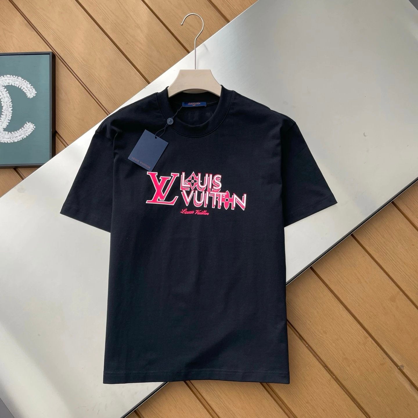 Louis Vuitton LV T-shirt Silicone Chest Letters logo round Neck Short Sleeve25ss New Pure Cotton Unisex Style T T-shirt OS Loose Fit Base Shirt Top Half Sleeve T-Shirt