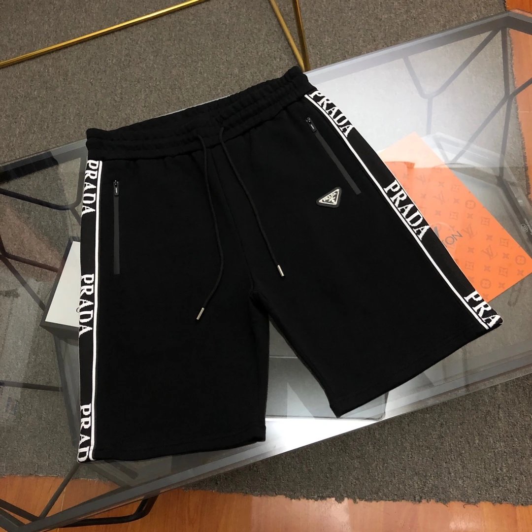 PRADA Shorts Double-sided Webbing logo Five-point Shorts25ss New Drawstring Casual Pants for Men and Women, Summer Style5Two-in-One Casual Sweatpants Pure Cotton Joggers