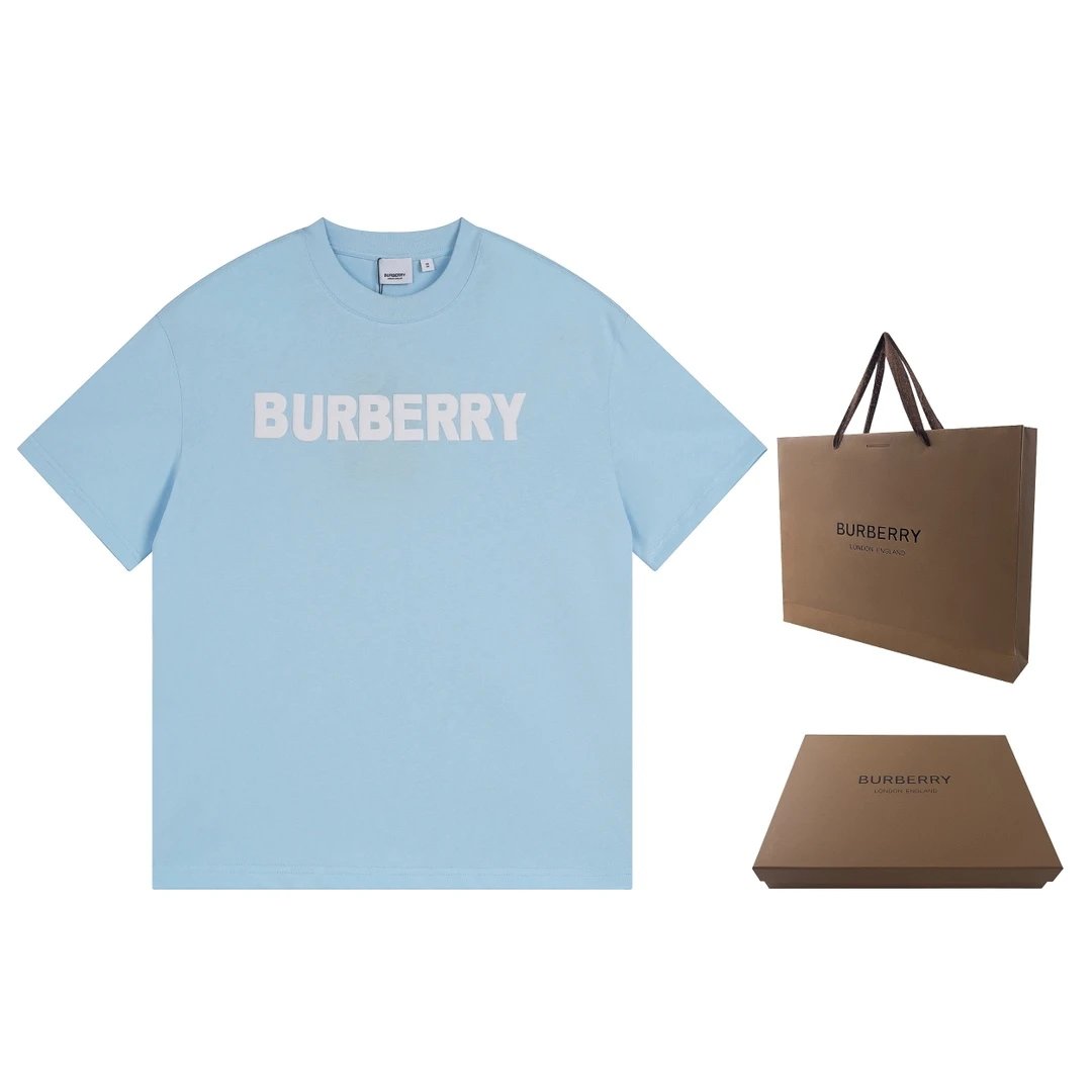 Burberry T-shirt Classic Style Front Logo logo round Neck Short Sleeve25ss New Pure Cotton Unisex Style T T-shirt OS Loose Fit Base Shirt Top Half Sleeve T-Shirt