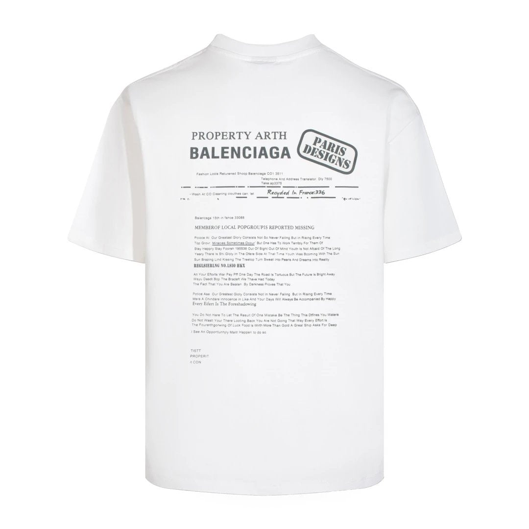 Balenciaga T-shirt Back with English Print logo round Neck Short Sleeve25ss New Pure Cotton Unisex Style T T-shirt OS Loose Fit Base Shirt Top Half Sleeve T-Shirt