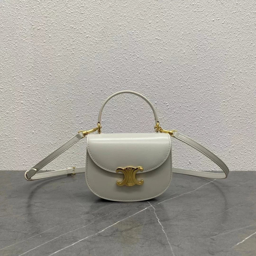 Celine women's bag Top version 【Original Leather High Quality】23Early Spring LISA Same Style mini Saddle bag besace Triomphe Mini Hand Holding Saddle Bag Crossbody Handbag Shoulder Bag2023New mini Saddle Bag Women's Bag101063